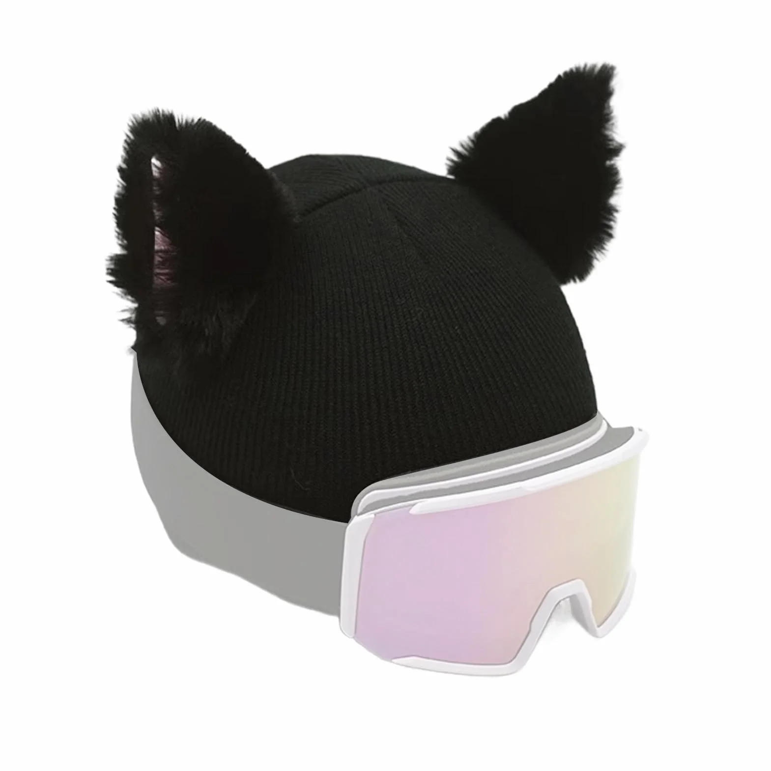 Fundá para Casco con Orejas De Gato: Gorro De Esquí De Felpa, Accesorio De Esquí Suave, Diversión En La Nieve