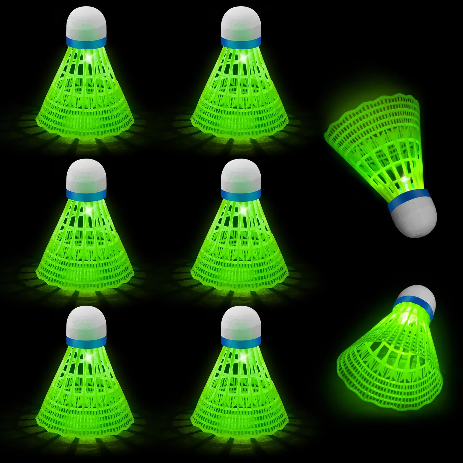 Bádminton LED Volantes Luminosos Nailon 8 Pack Verde Niños Adultos