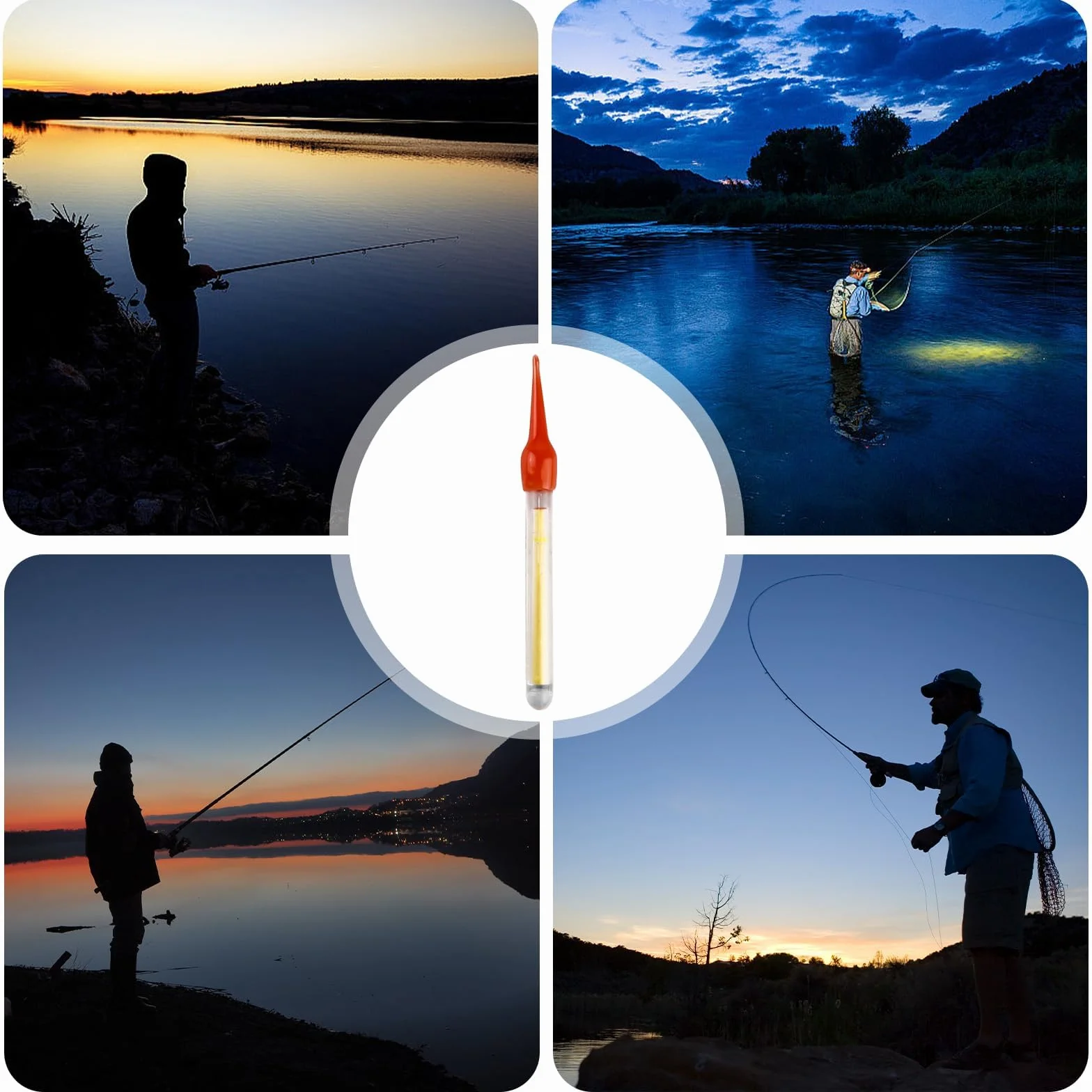 GOMETY 100 unidades de luz nocturna para pesca de 4,5 mm, barras luminosas LED para cañas de pescar, pesca nocturna, varillas luminosas para nadadores, nadadores, puntas de caña, varillas