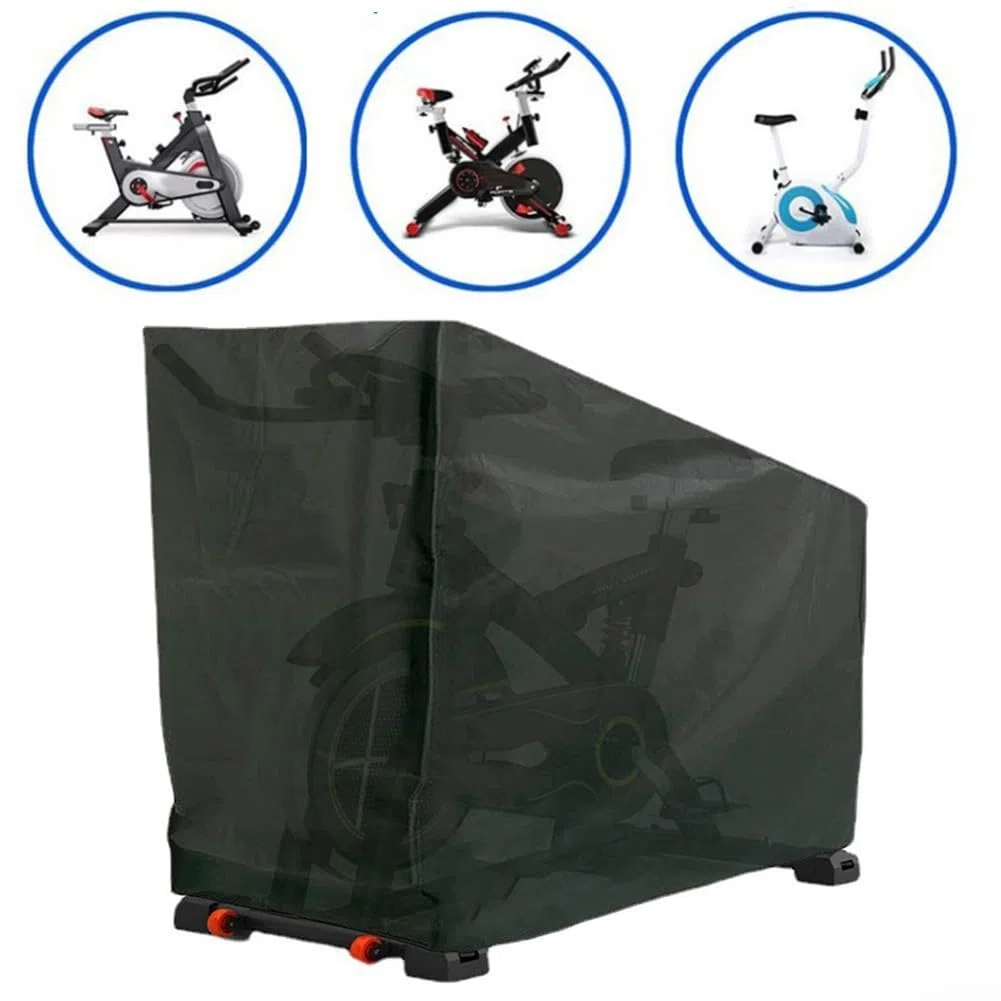 Funda impermeable para bicicleta de ejercicio estacionaria para bicicletas verticales de interior, a prueba de polvo y UV, de 210D Oxford, negra, para equipos de ciclismo, para bicicletas de