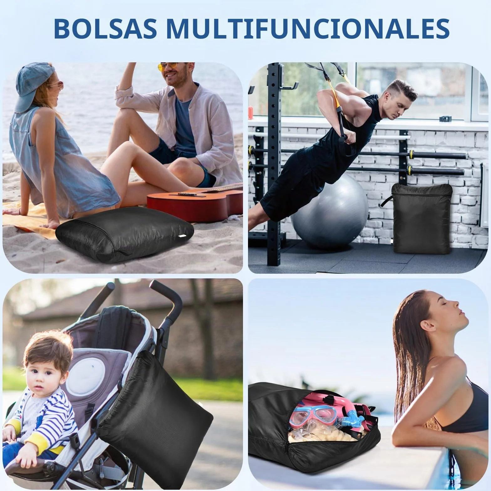 Bolsa Ropa Mojada 50x60CM Reutilizable con Cremallera Impermeable Wet Bag para Viaje Piscina Gimnasio
