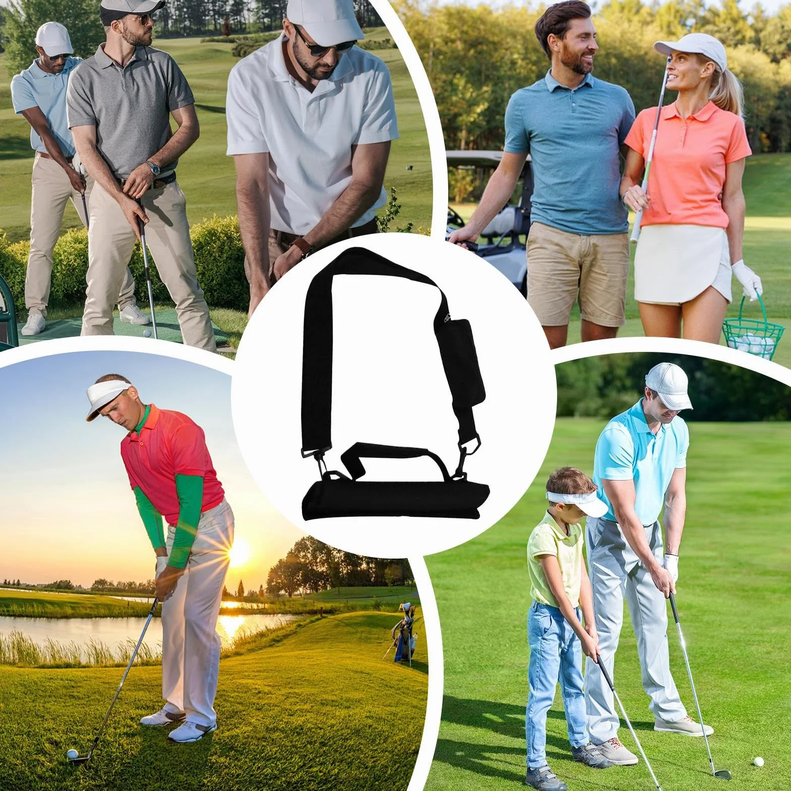 Bolsas De Palos De Golf para Hombres | Bolsas De Golf Portátiles - Impermeable Y Plegable con Capacidad para 8-10 Palos Destinada A Entrenamiento En Interiores Deportes De Campo Y Estudiantes