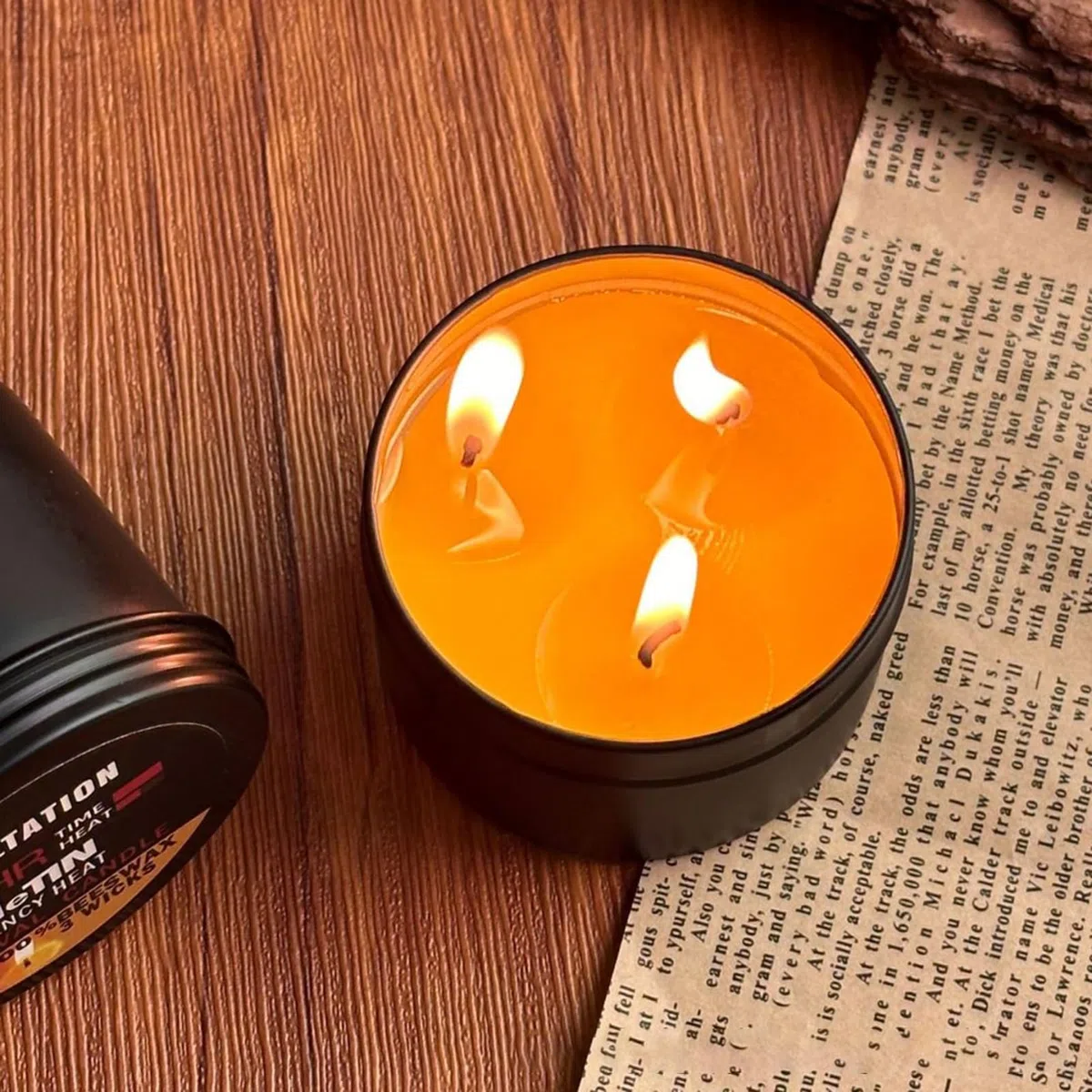 2 velas de 3 mechas de 6,3 x 5 cm, para apagón de energía, larga duración de combustión, 36 horas, resistente al, sin humo, para camping, senderismo, negro
