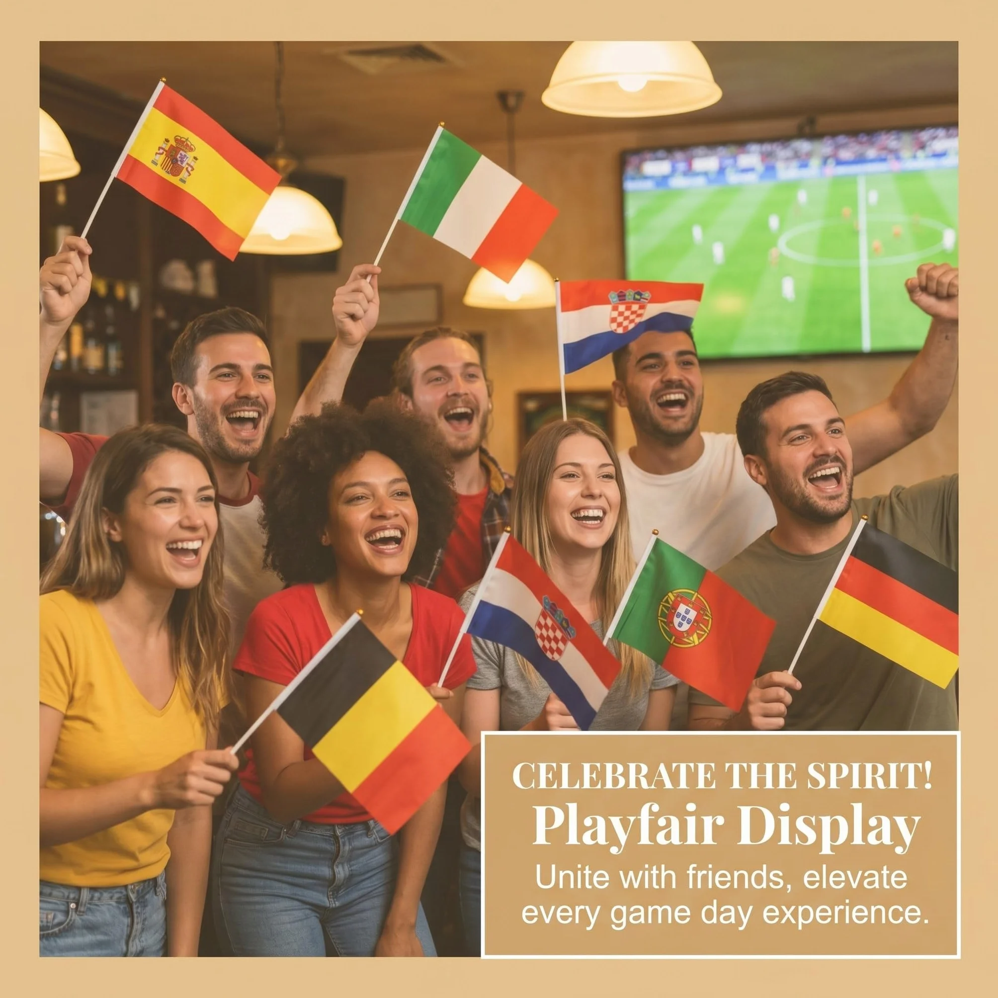 Euro 2026 Banderines Set 26 Piezas 13 Países Europeos Doble Cara con Palo Blanco 30cm, Accesorios Fútbol Copa Mundial para Fiesta Bar Casa Estadio Decoración