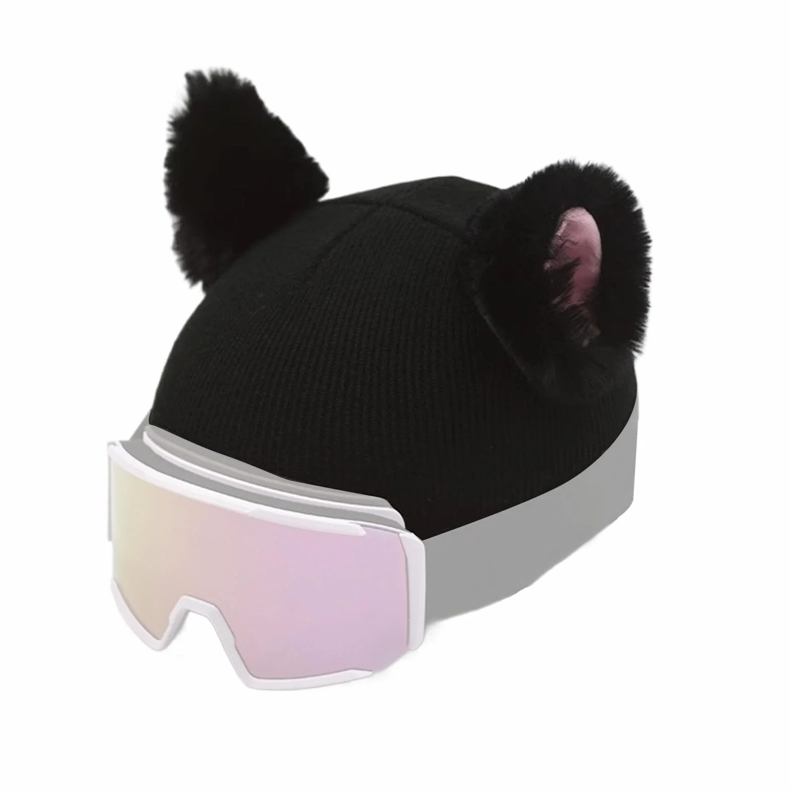 Fundá para Casco con Orejas De Gato: Gorro De Esquí De Felpa, Accesorio De Esquí Suave, Diversión En La Nieve