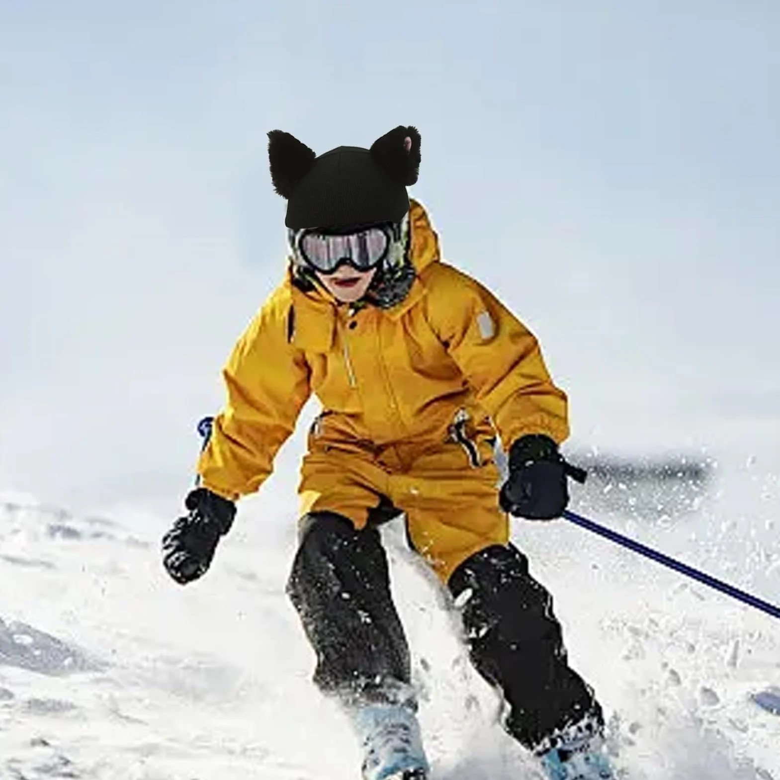 Fundá para Casco con Orejas De Gato: Gorro De Esquí De Felpa, Accesorio De Esquí Suave, Diversión En La Nieve