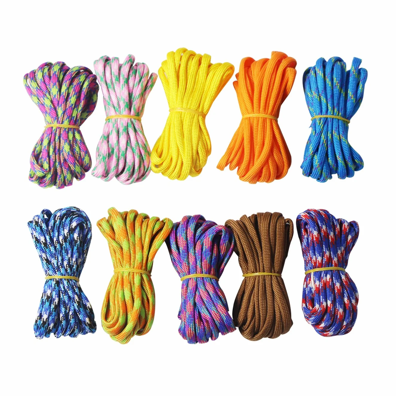 UOOOM 10 Piezas Cuerda Paracord Set de Paracaídas Nylon 7 Hebras Resistentes para Escalada
