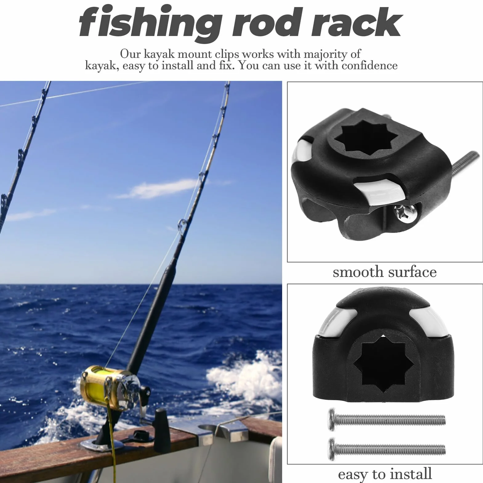 Soporte para Cañas de Pesca Portátil de ABS Resistente para Kayak al Aire Libre