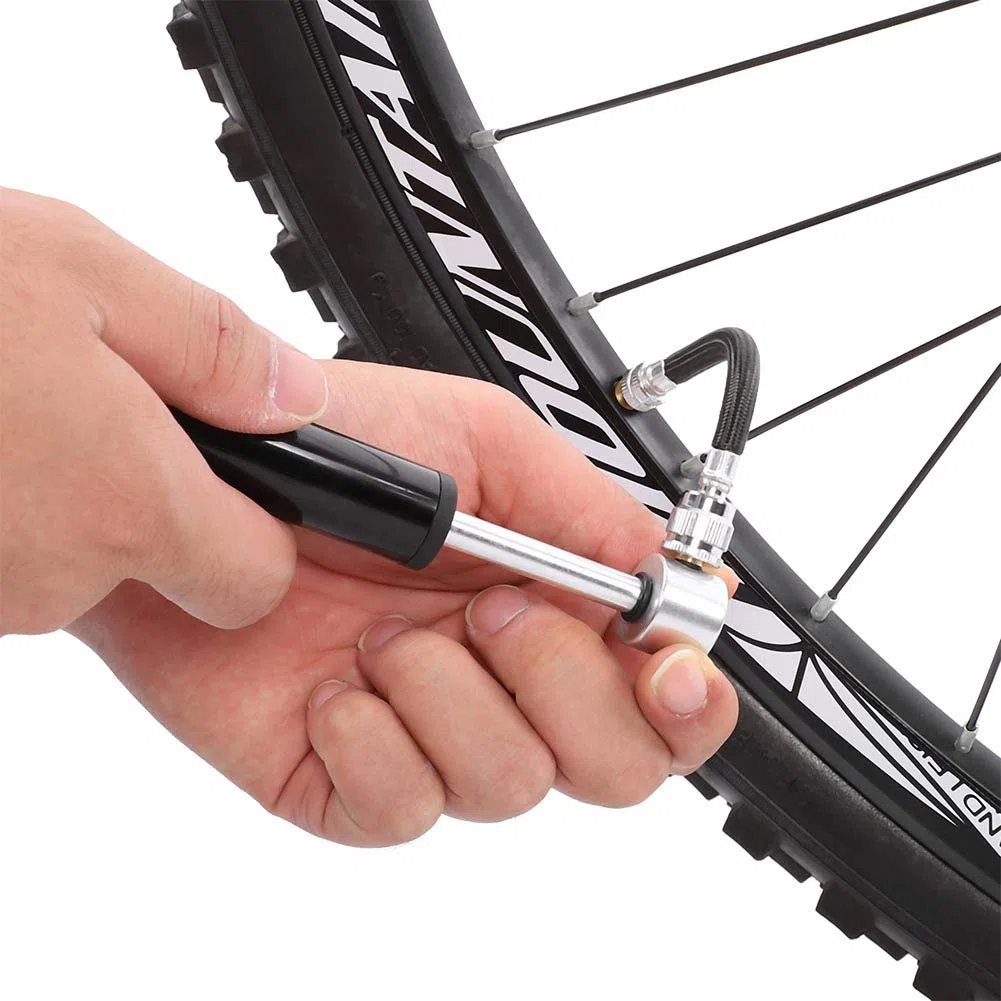 Bomba de Bicicleta, Mini Bomba de Aire portátil para neumáticos de Bicicleta Alta presión 120PSI Aleación de Aluminio Boquilla de Francia y Boquilla de EE. UU. para Bicicleta de montaña o