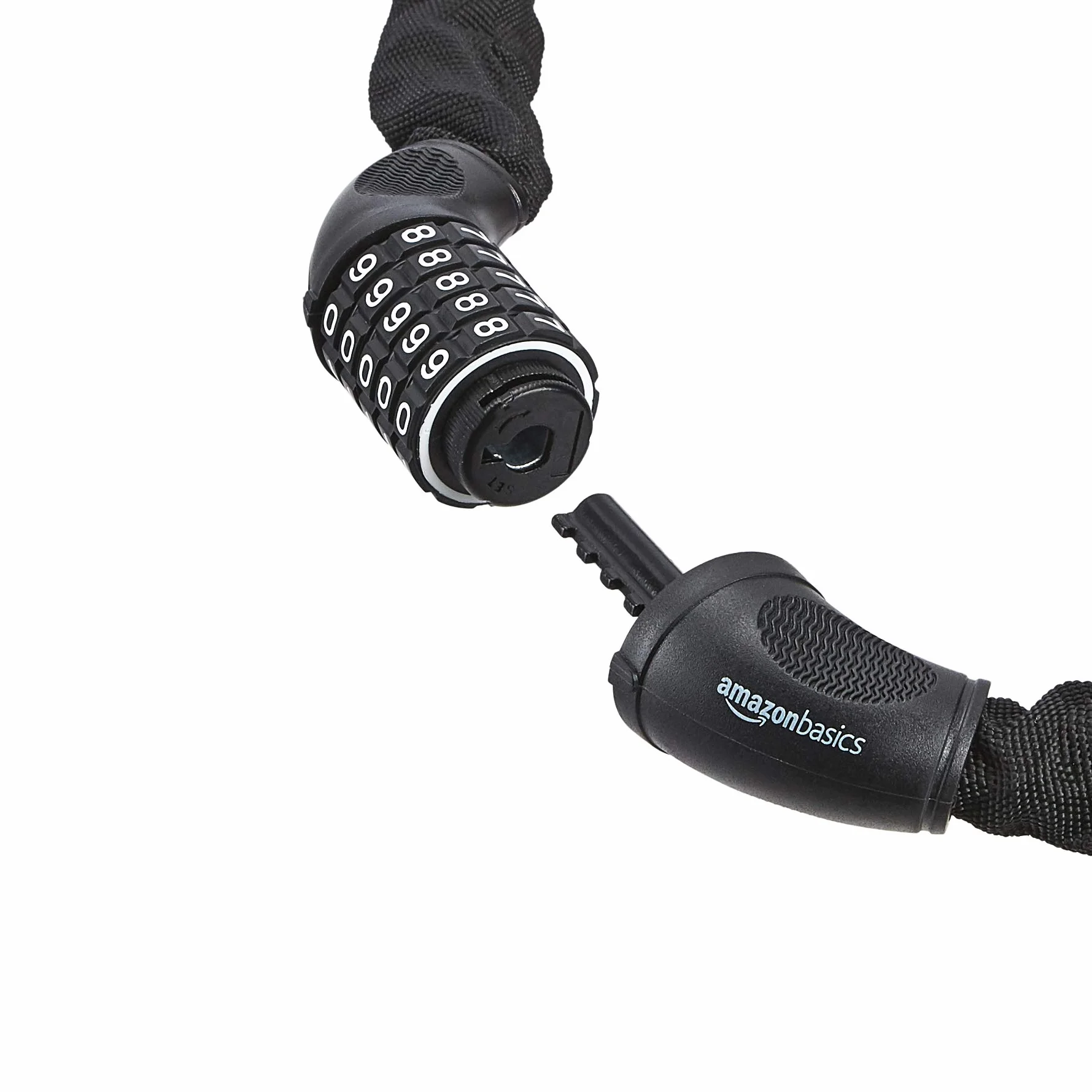 Amazon Basics Cerradura con combinación Candado de cable para bicicletas de 5 dígitos y 97.2 cm, negro, paquete de 1