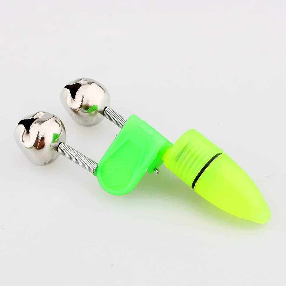 Nikou Alarma de Pesca - Campanas de Pesca Accesorios para Pescar de Noche Punta de la Varilla Clip de luz LED Varilla de Campanas Dobles Indicador de mordida Indicador Alarma