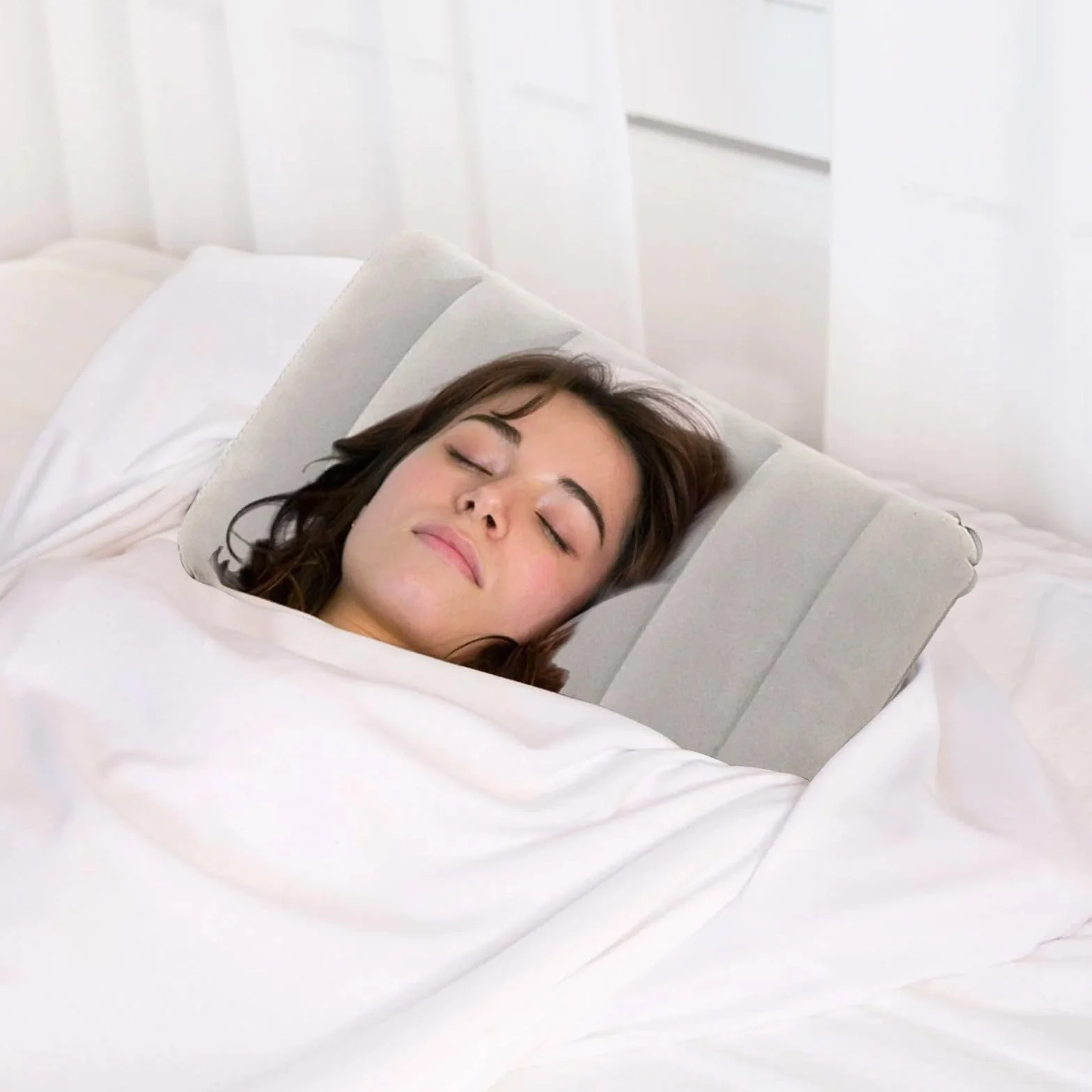 4 Piezas Almohadas Inflables de Viaje Almohadas Hinchables de Playa Almohada Hinchable Flocada para Camping Almohada de Exterior Ligera y Portátil Cojín de Aire para Oficinacon Inflador