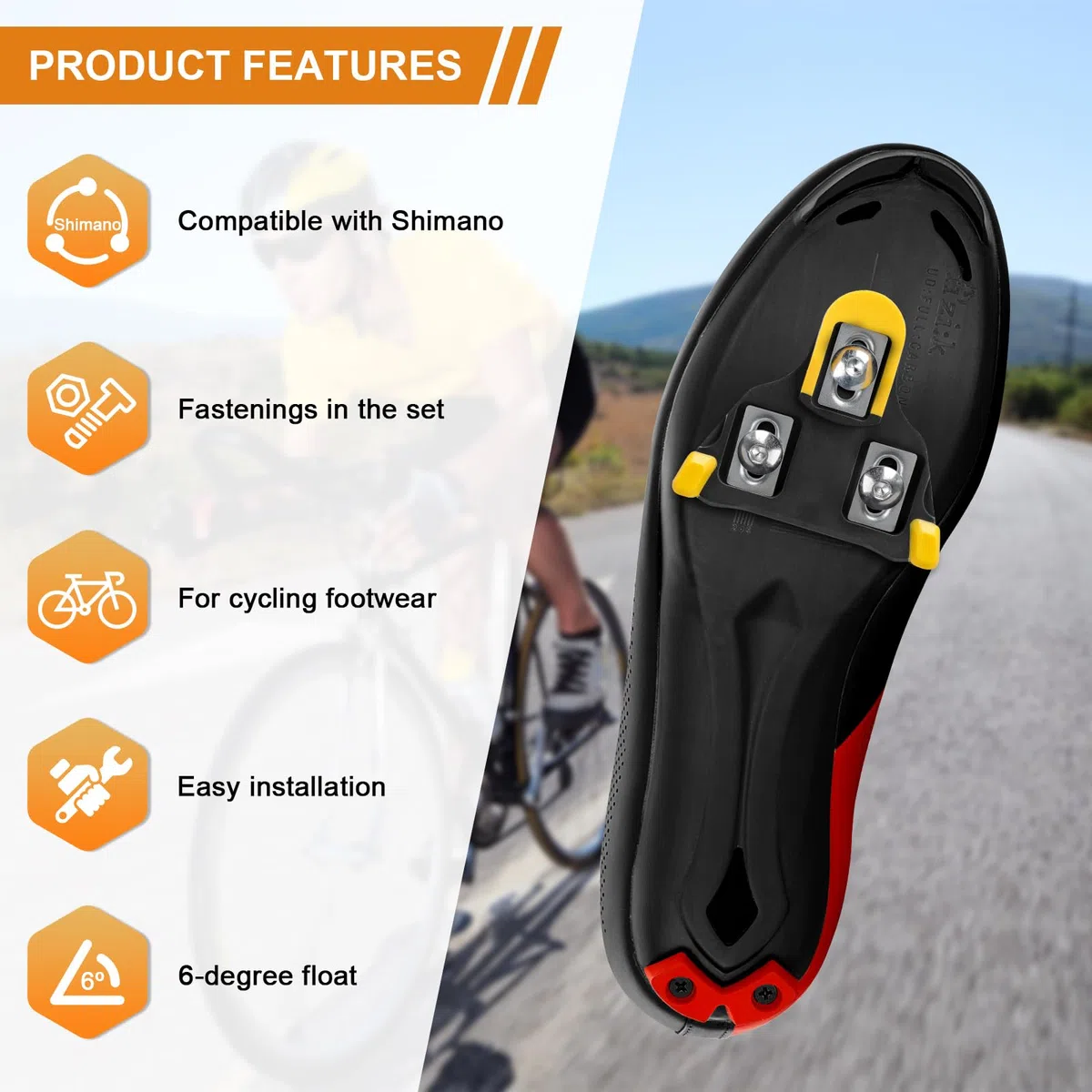 Calas de Bicicleta de Carretera, calas de Ciclismo compatibles con Shimano SPD SL, aptas para Pedales de Carretera y Zapatillas Ciclismo Carretera, Compatible con SM-SH10 SM-SH11 SM-SH12