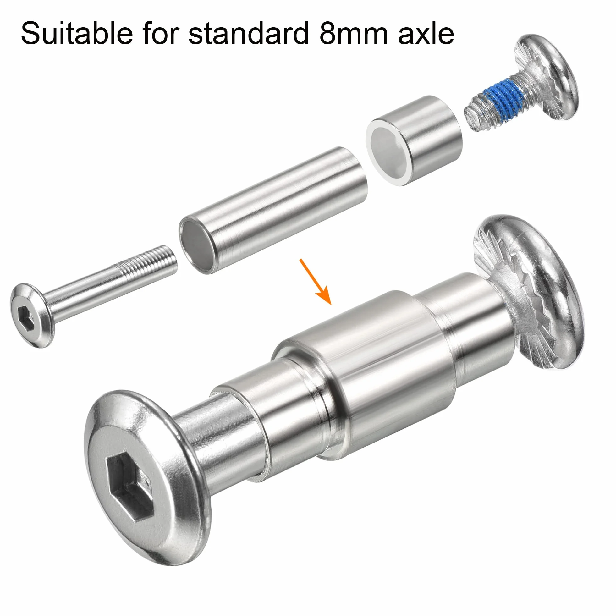 PATIKIL Línea Eje Rodamientos Espaciadores, 8 Paquetes Patines Velocidad Espaciador Herraje Aluminio para 8mm Eje Rodillo, Plata