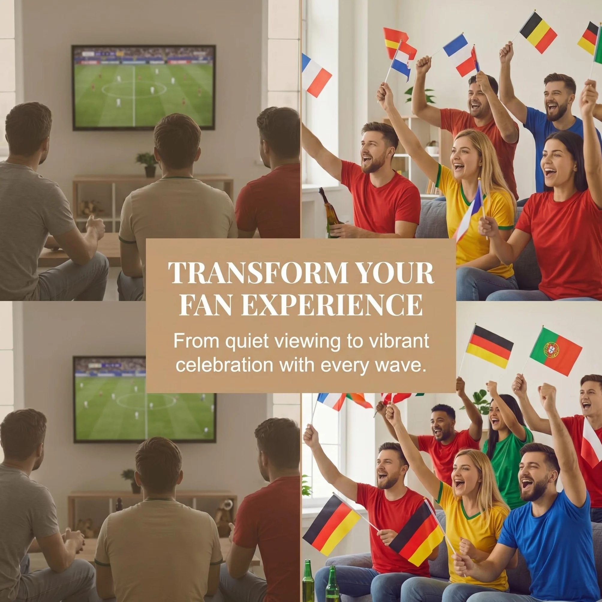 Euro 2026 Banderines Set 26 Piezas 13 Países Europeos Doble Cara con Palo Blanco 30cm, Accesorios Fútbol Copa Mundial para Fiesta Bar Casa Estadio Decoración