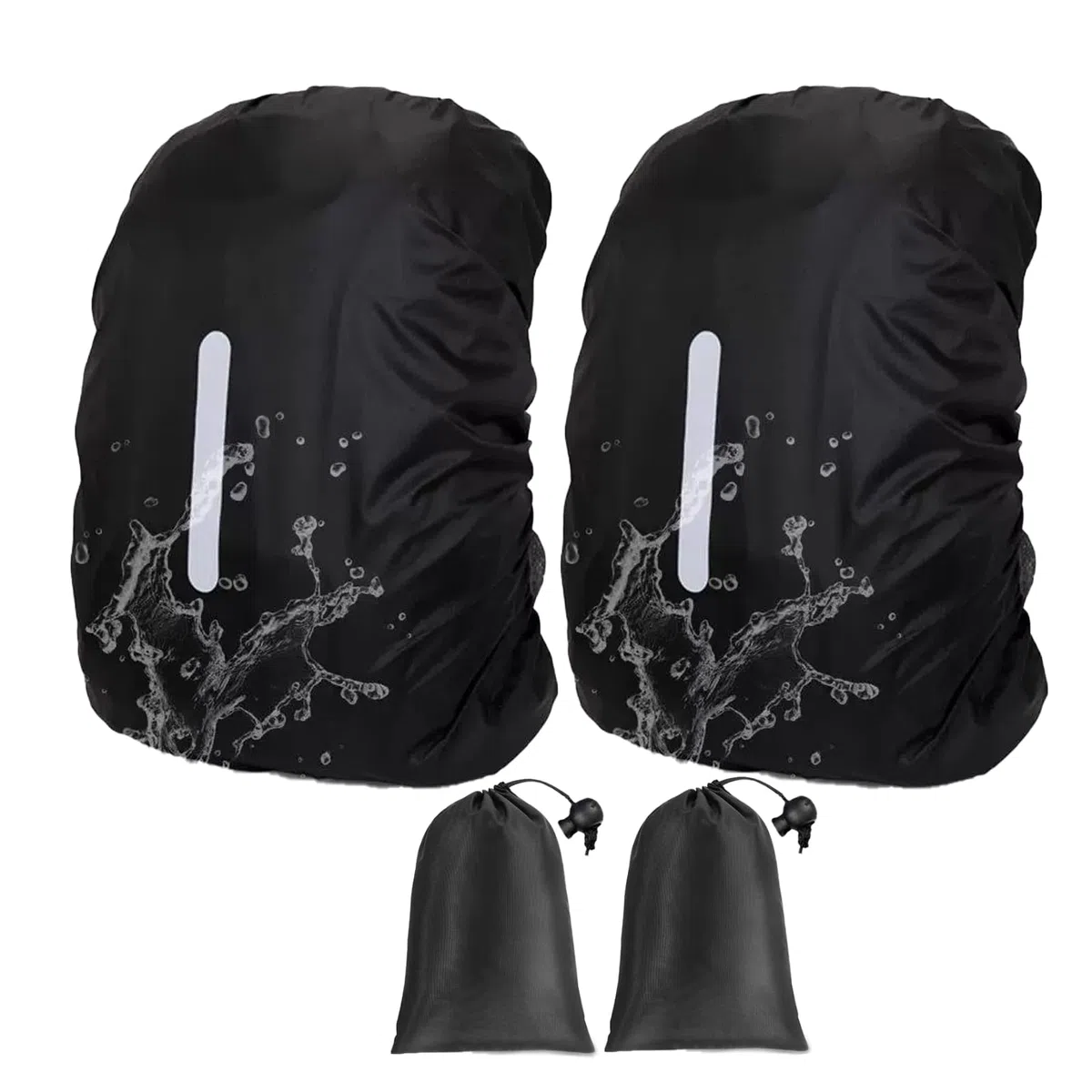 2 Piezas 30-40L Funda Impermeable para Mochila Cubre, Protector Mochila Lluvia, Reflectante, Antirrobo, para Senderismo, Ciclismo, Escalada Y 2 Bolsas Negras