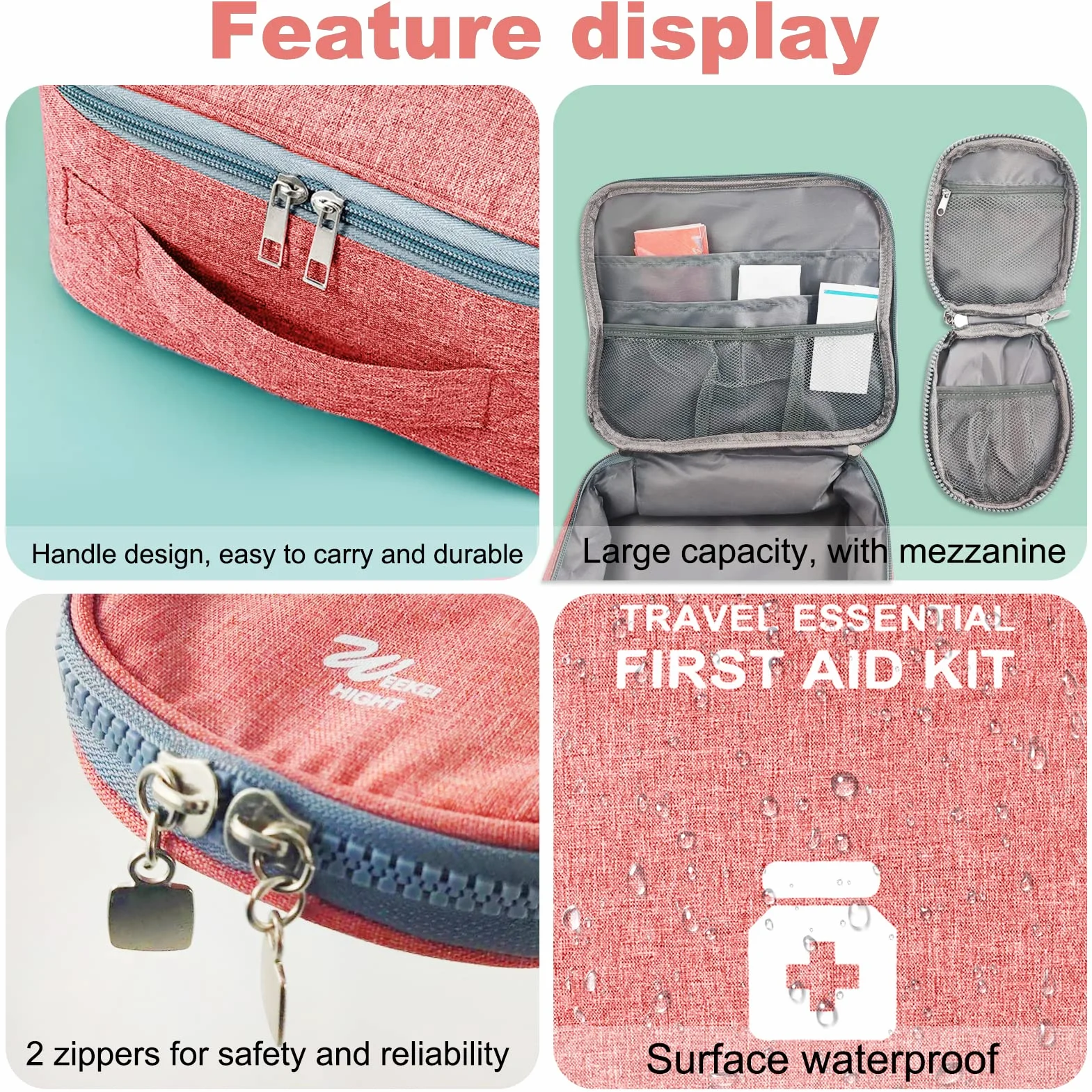 2Pcs Botiquín de Primeros Auxilios,Primeros Auxilios Portátil Bolsa,Kit de Primeros Auxilios,para Oficina,Hogar, Deportes, Viajes, Camping,Senderismo