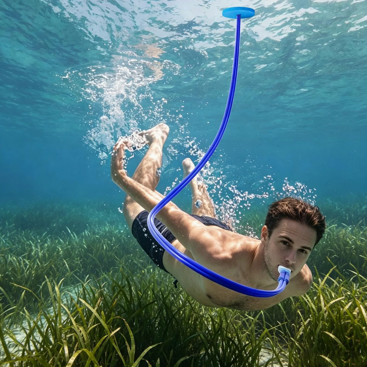 Genérico Tubo Snorkel Totalmente Seco | Snorkel Extendido Cómodo - Tubo De Respiración Subacuático | para Hombre Adulto Joven Adolescente Principiante Apnea Buceo Deportes Acuáticos Subacuáticos