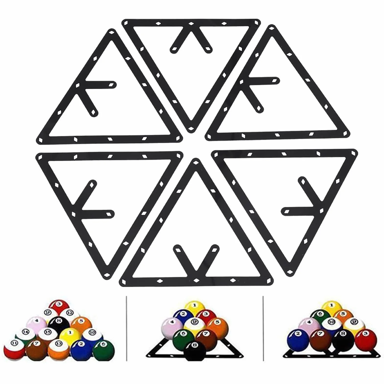 PPCS Billiard Rack Triángulo Soporte de Pelota 24x24cm Snooker Plantilla Plana Accesorio