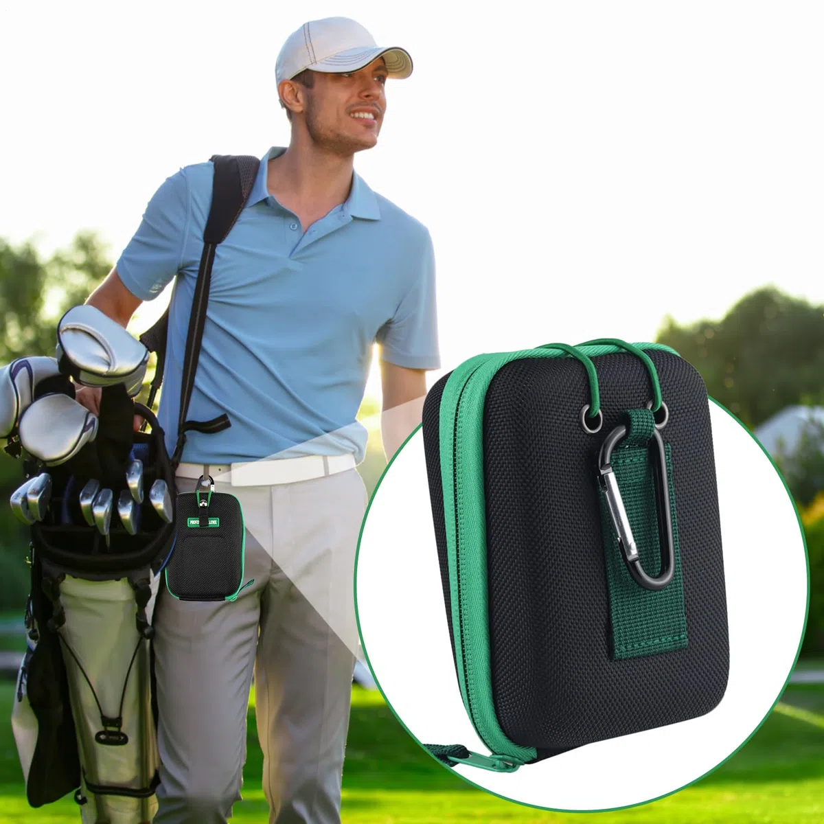 Estuche Medidor Golf – Bolsa de Transporte, Funda Protectora, Caja Compacta EVA | Funda Impermeable Range Finder Golf con Clip, Correa Cinturón, Portátil Exterior