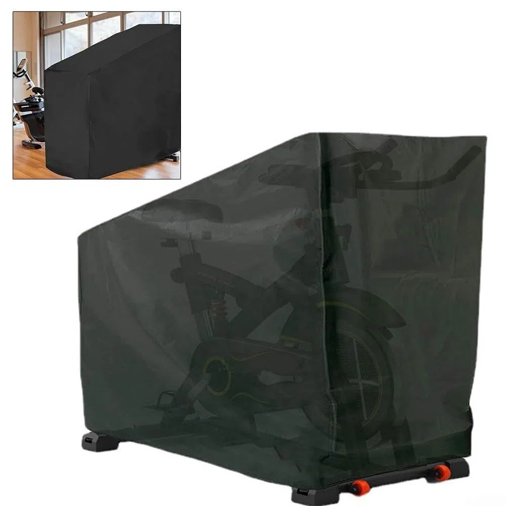Funda impermeable para bicicleta de ejercicio estacionaria para bicicletas verticales de interior, a prueba de polvo y UV, de 210D Oxford, negra, para equipos de ciclismo, para bicicletas de