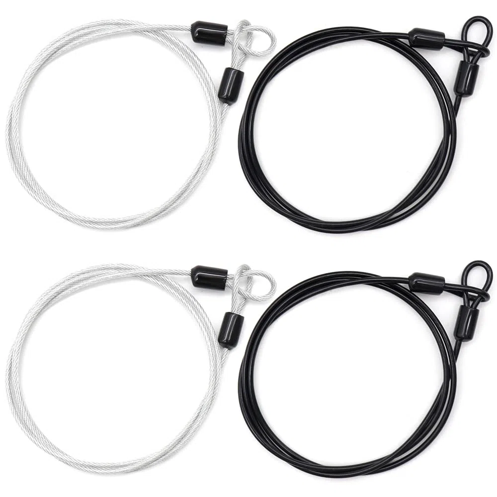 4 piezas Cable de seguridad de acero 1m,Cable Antivol,Cables de bloqueo con revestimiento de PVC,Trenzado con hebilla Cable para equipaje al aire libre Viajes Familia (Negro,Plata)