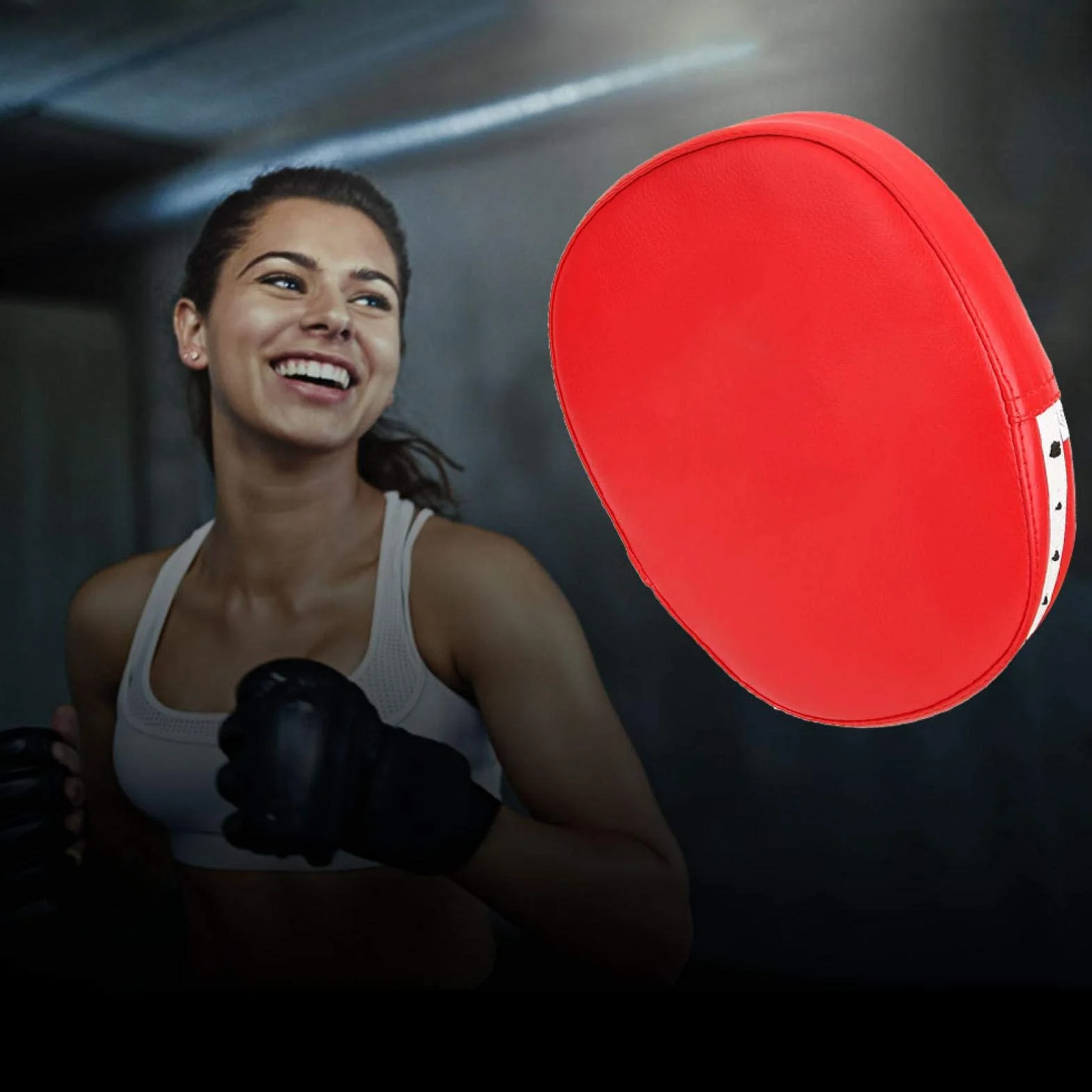 Guante de Boxeo Almohadilla de Mano Focus Punch Pad Kick Palm Pad Entrenamiento Sanda Taekwondo Rojo