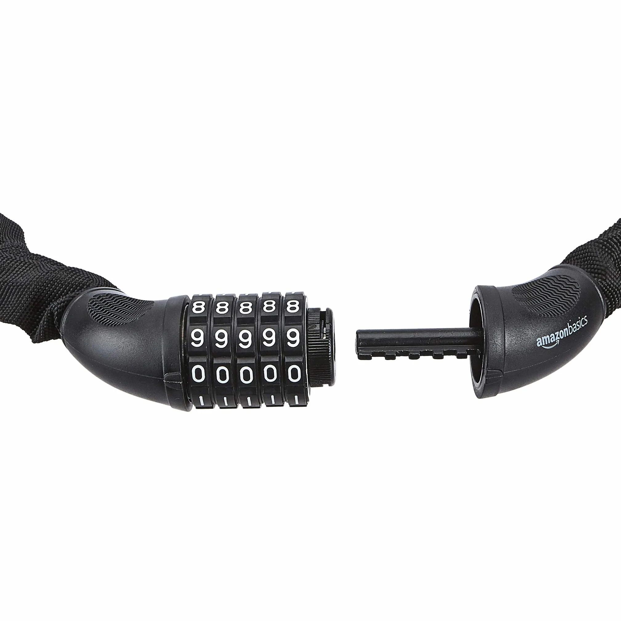 Amazon Basics Cerradura con combinación Candado de cable para bicicletas de 5 dígitos y 97.2 cm, negro, paquete de 1