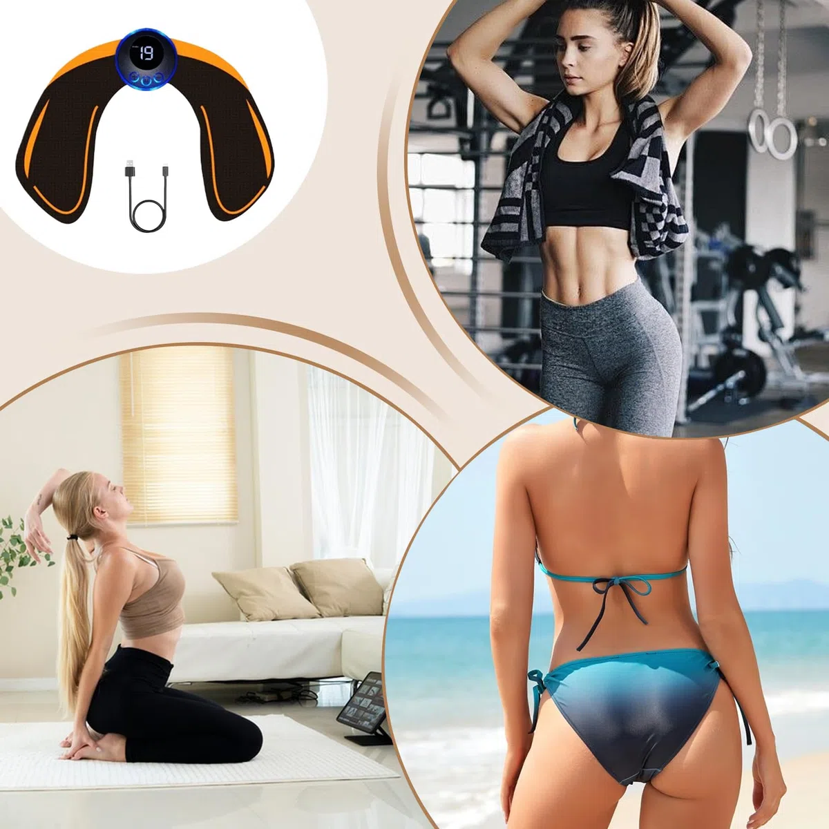 Dispositivo de entrenamiento de glúteos para mujeres - Dispositivo de entrenamiento de glúteos ajustable | Accesorios de fitness Estimulación muscular para mujeres adultos Hogar Oficina Gimnasio