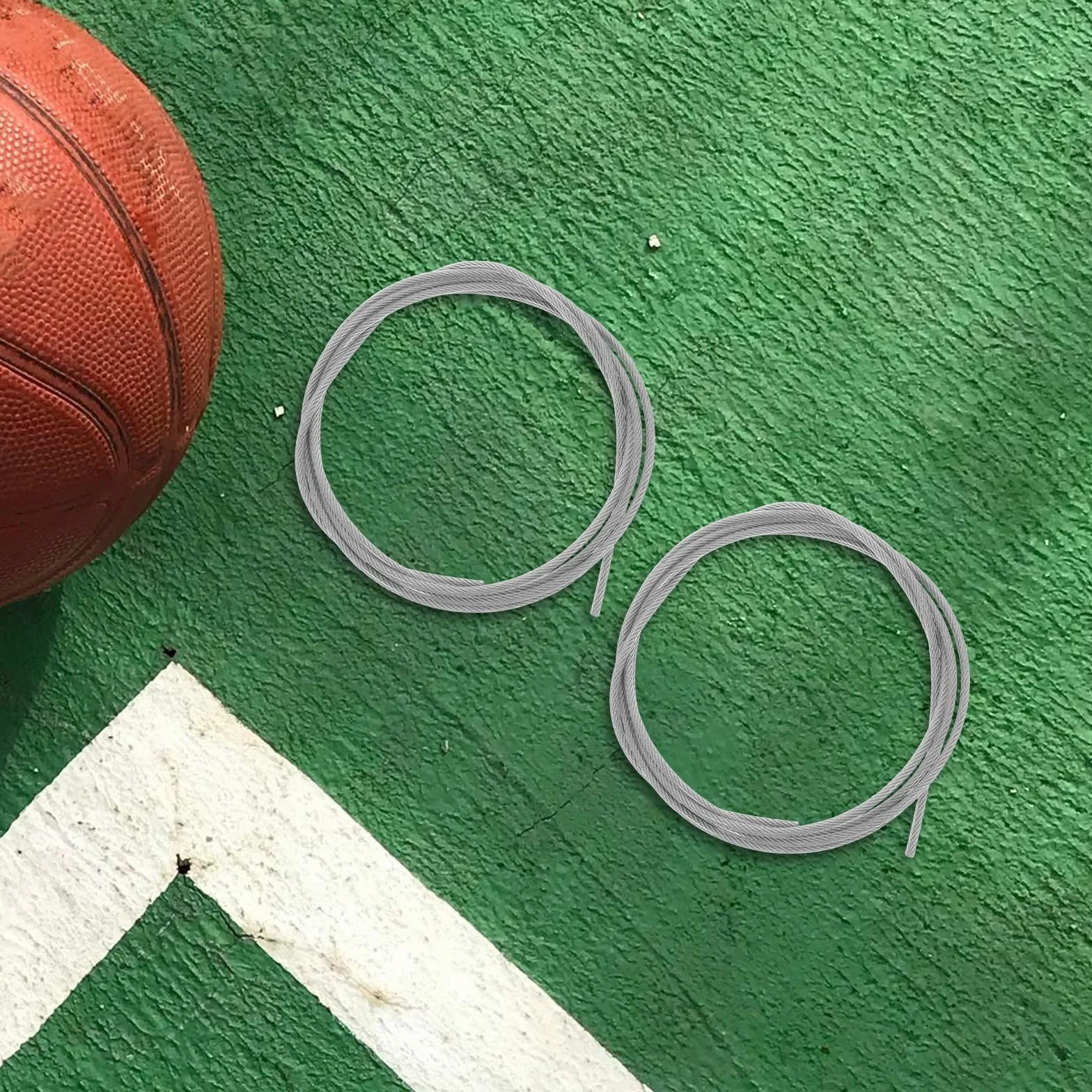 STOBAZA Cuerda para Red de Baloncesto, Cable de Acero Duradero en 2 Piezas, Accesorio de Fijación