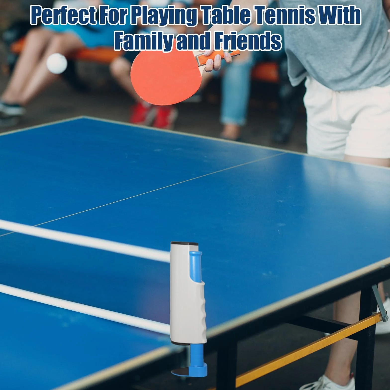 Red de Ping Pong Retráctil Portátil, Extensible hasta 170 cm, para Exterior e Interior, Azul Grisáceo