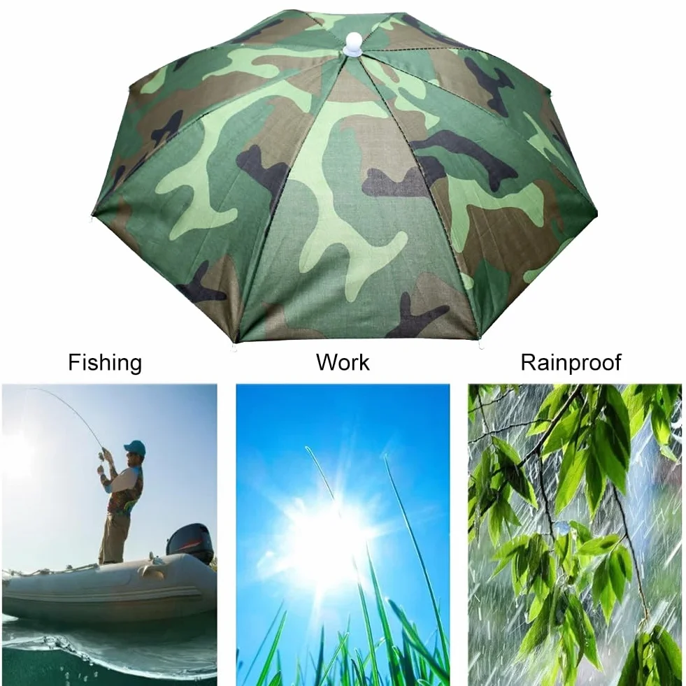 Sombrero Paraguas Plegable para Golf, Ciclismo, Pesca y Jardinería