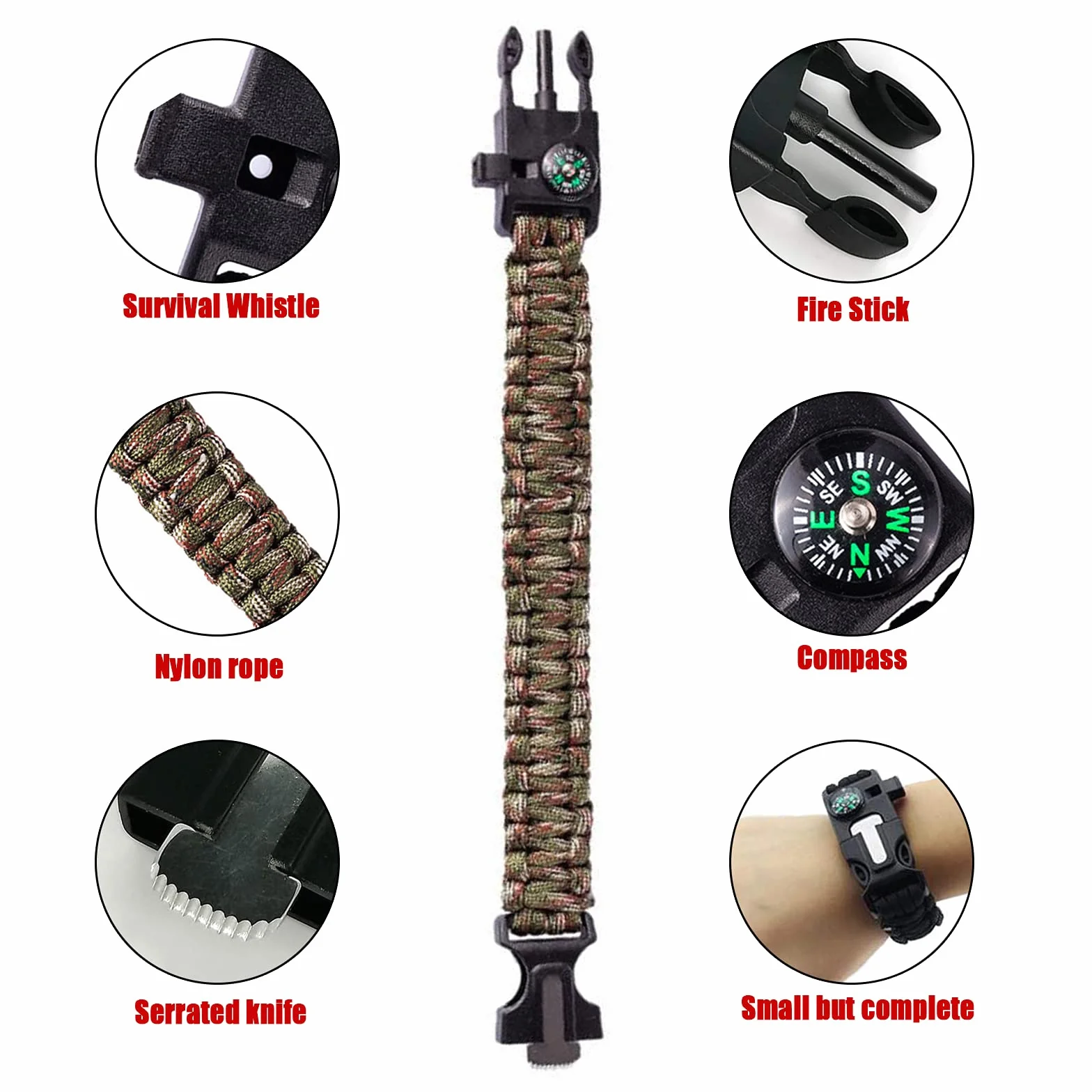 4 pulseras de cuerda para paraguas, pulsera de supervivencia, color verde camuflaje del cinturón de cordón para paraguas se utiliza para acampar de supervivencia al aire libre y supervivencia de