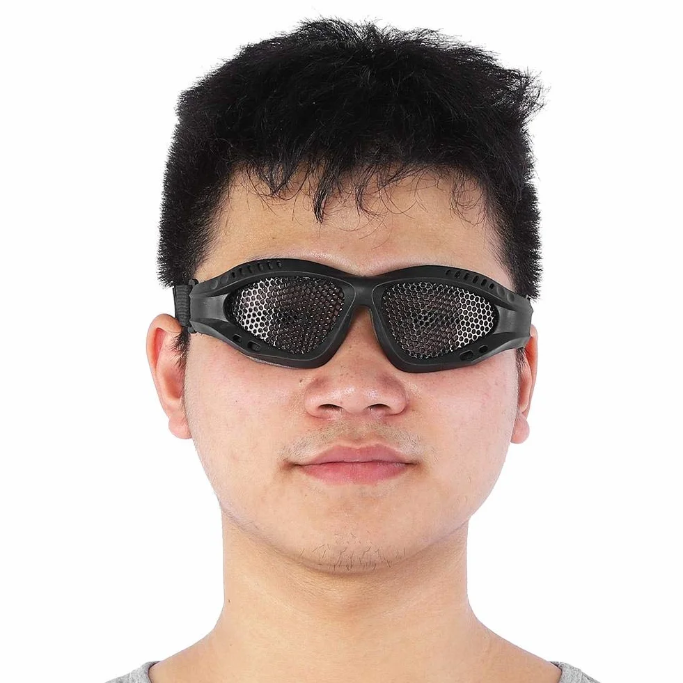 Ever Gafas de Protección de Malla, Gafas de Juego CS de Protección de Ojos de Airsoft de Malla de Metal con Correa Ajustable