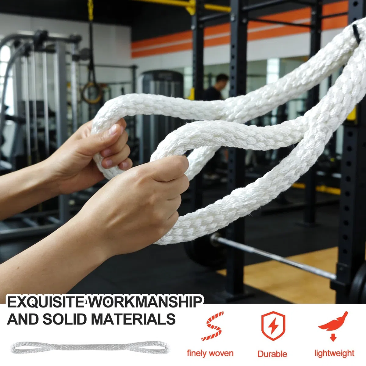 Cuerda Tríceps 1m para Polea Gimnasio, Accesorio Máquina Cable de Nylon Resistente (Soporta 2 Toneladas), Diseño de Bucle para Agarre Cómodo, Ideal para Bíceps, Culturismo y Fitness en Casa
