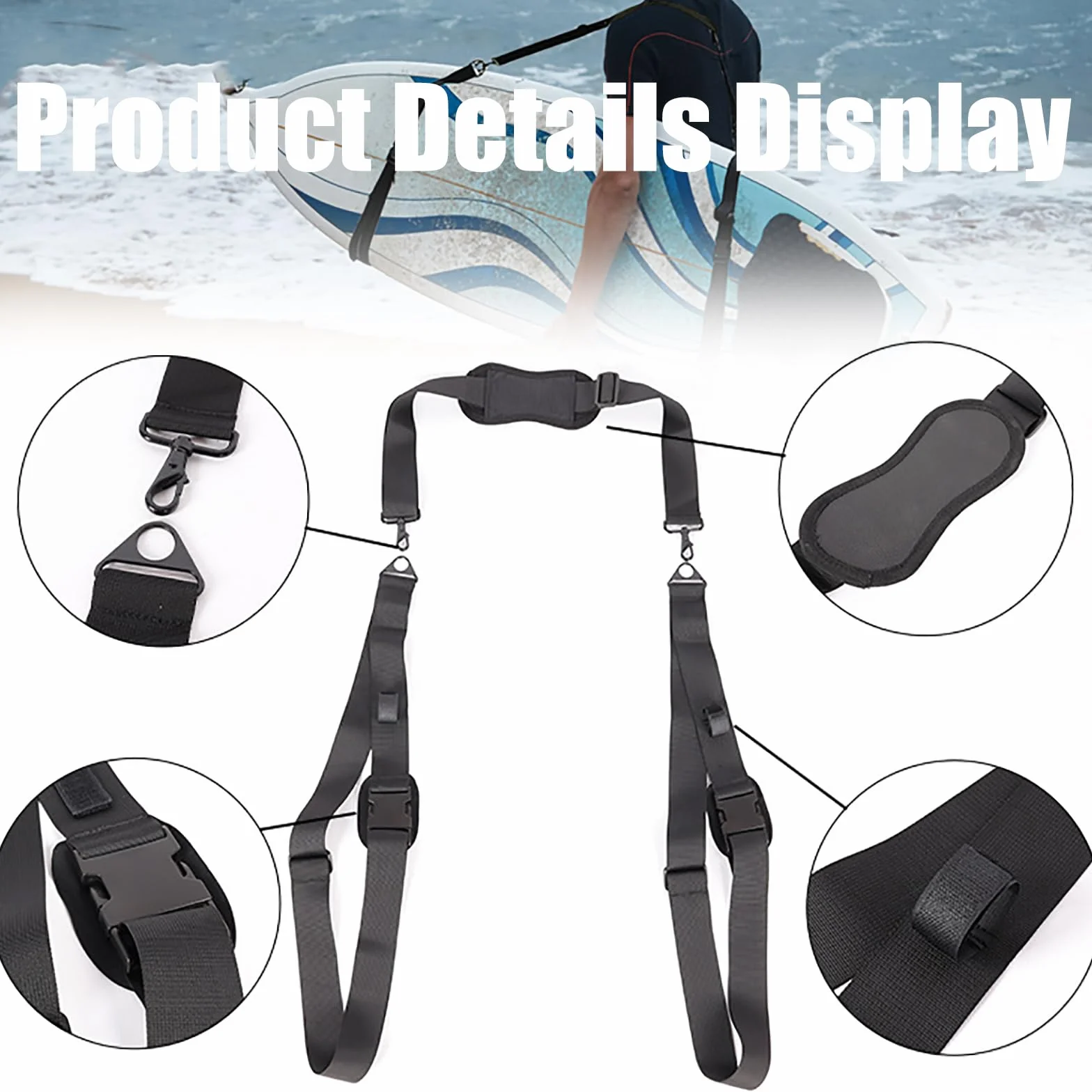 Correa Transporte Tabla Surf Ajustable para Surf, SUP, Kayak, Canoa, Longboard