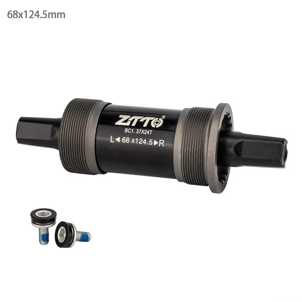 Rodamiento sellado de metal para pedalier de bicicleta, agujero cuadrado de 68 mm, 1,37 x 24 T, para bicicleta de carretera, MTB, bielas, pieza de repuesto de eje negro (68 x 124,5 mm)