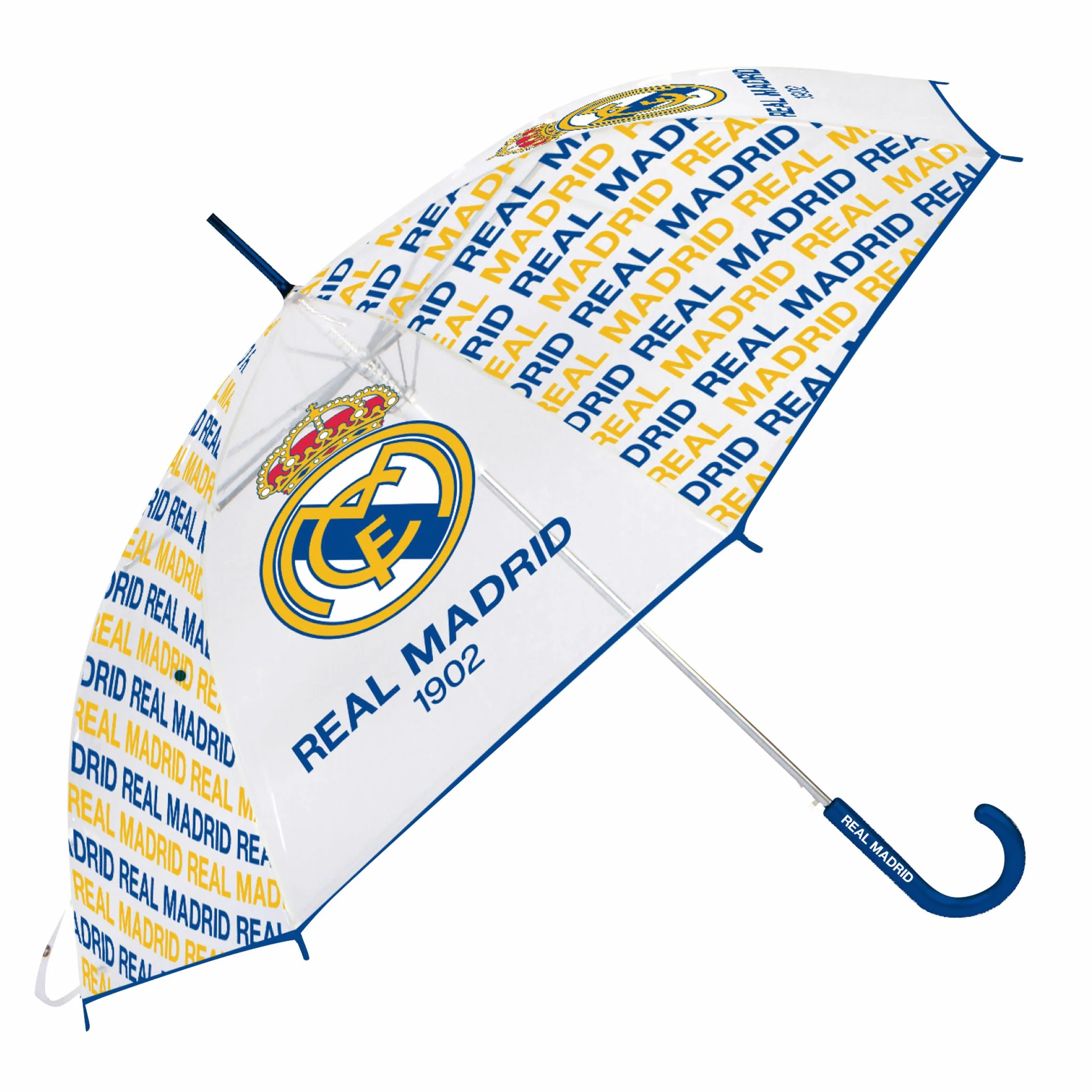 ARDITEX Paragüas Real Madrid Niño 82 cm Apertura Manual 8 Paneles Eva Transparente