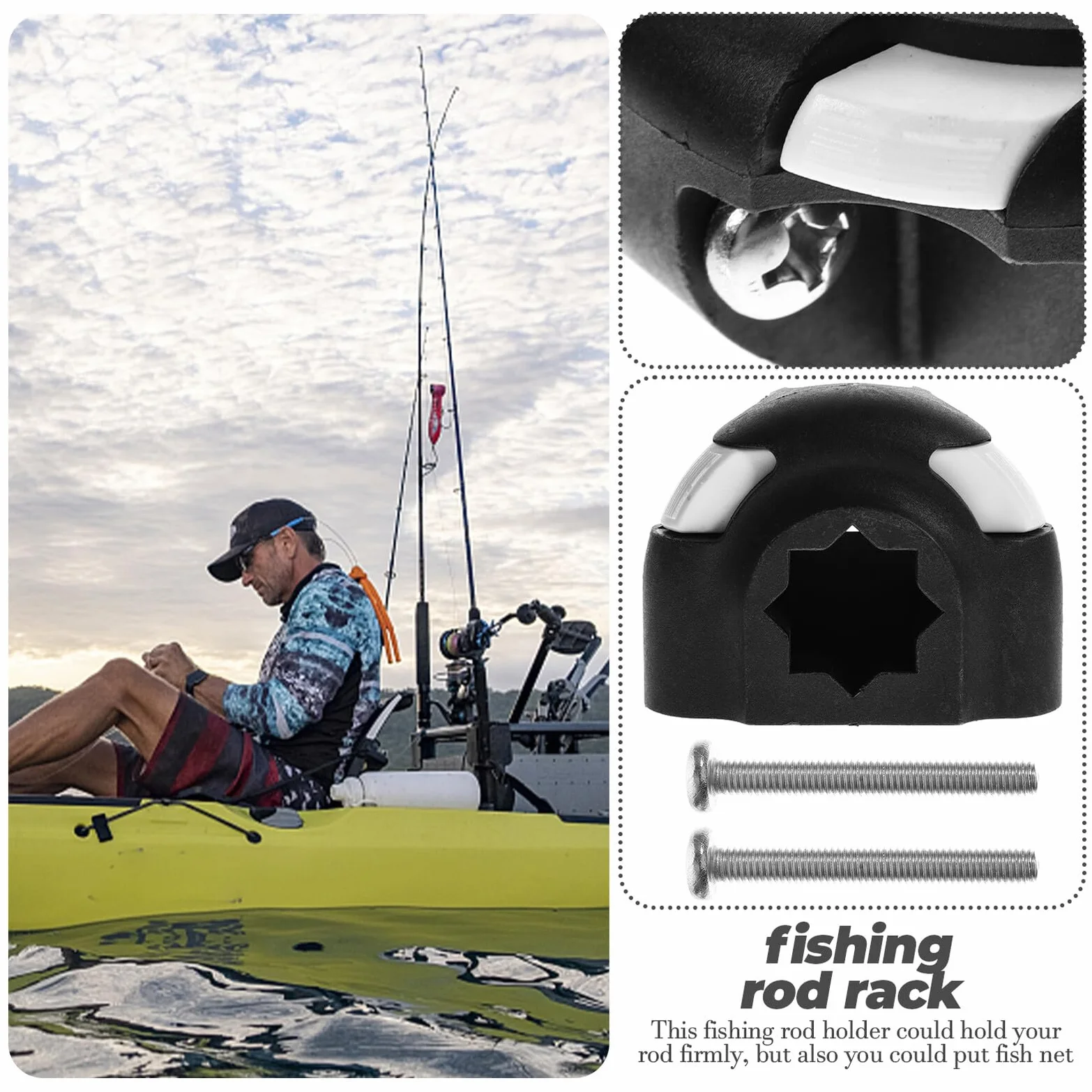 Soporte para Cañas de Pesca Portátil de ABS Resistente para Kayak al Aire Libre