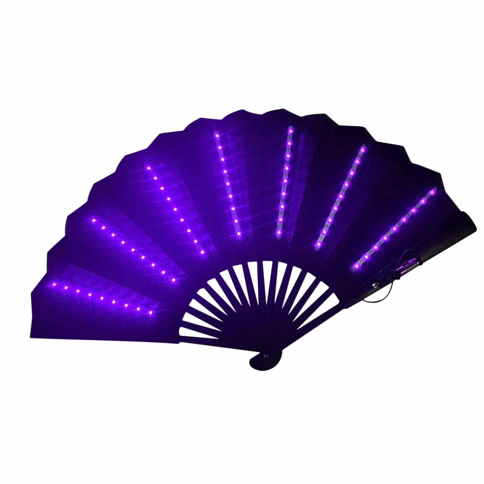 Ventilador de mano plegable LED portátil con luz, ventilador a pilas para festivales (morado)