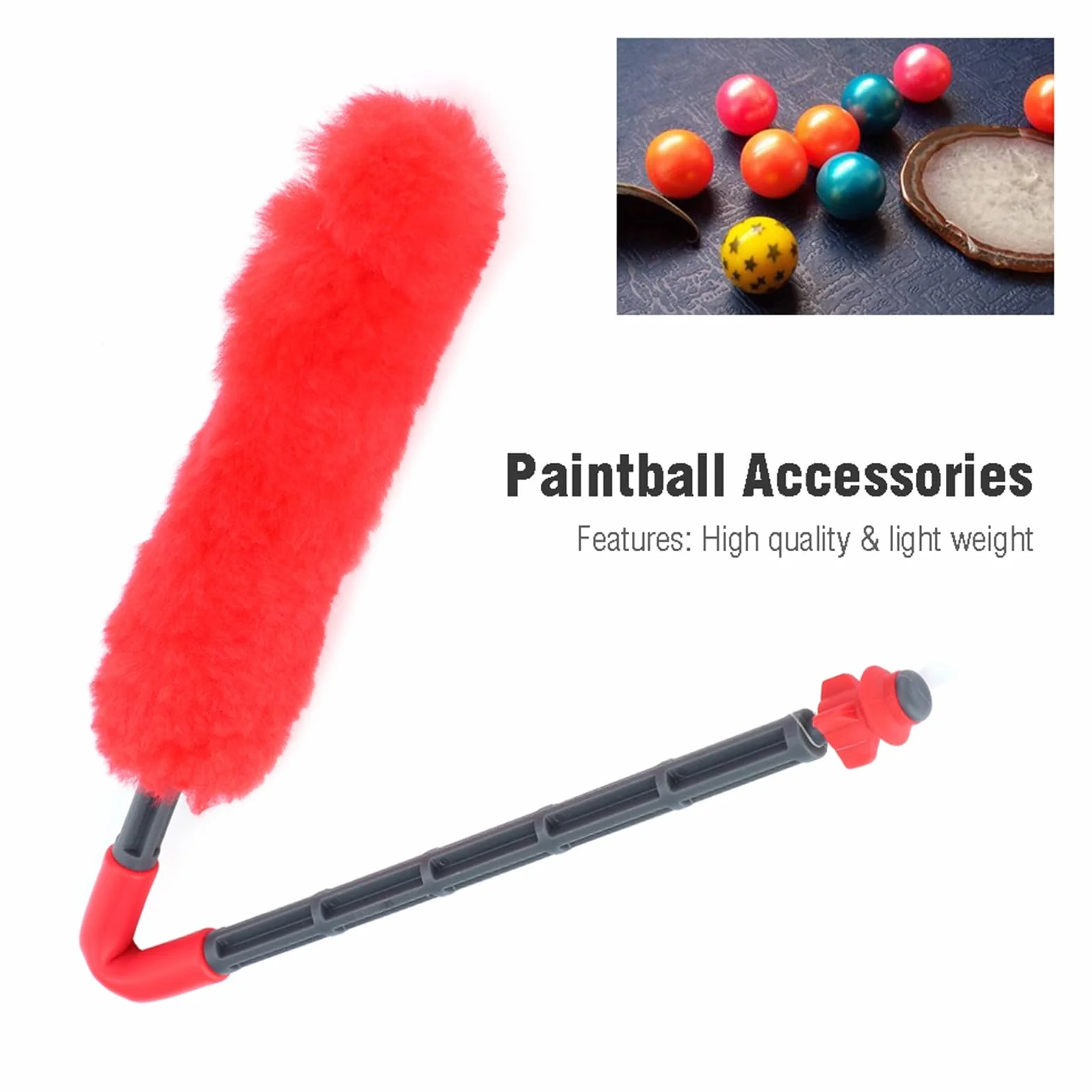 Varilla de Limpieza de Campo de Paintball de Lana, Hisopo de Limpieza de Barril con Punta de Goma Suave