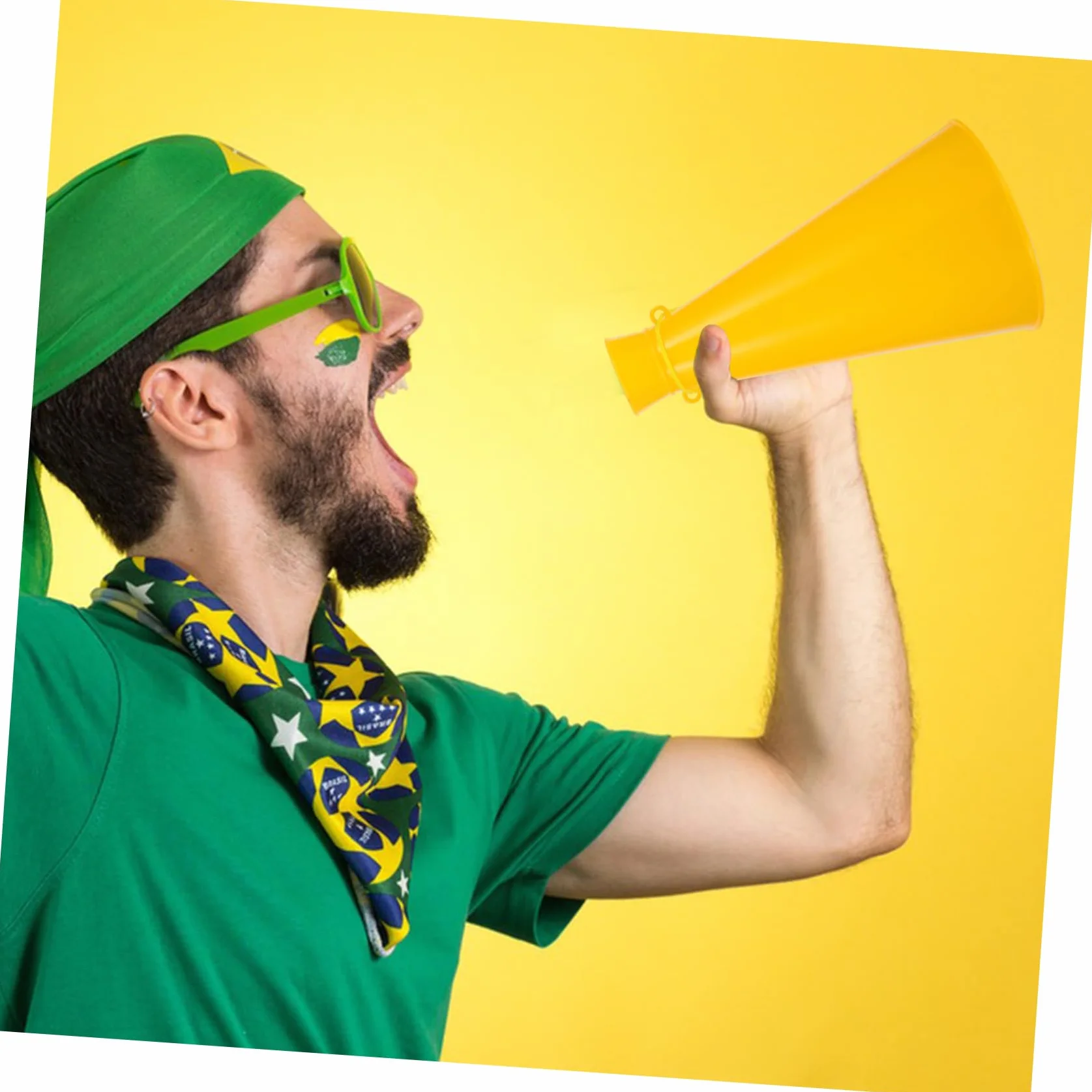 Megáfono Animador Plástico Portátil Amarillo para Fiestas Deportivas