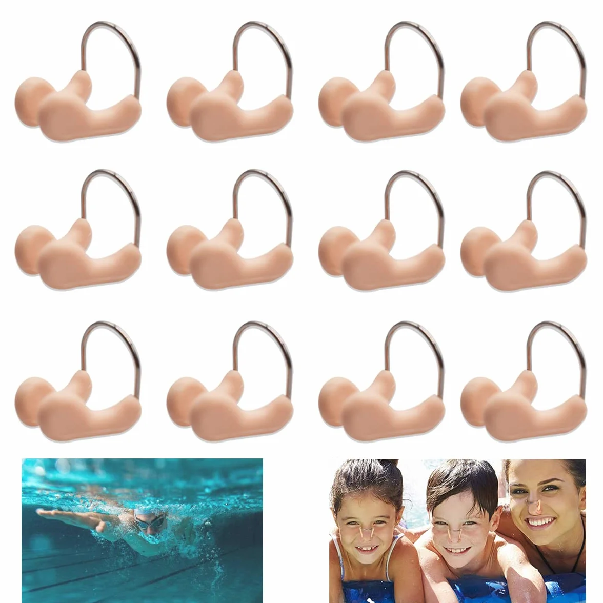 Pinzas para la Nariz, 12 Piezas Pinza de Nariz para Natación Unisex Impermeable Silicona Clip de Nariz Retenedor Fiablepara Pinzas Nariz Natacion para Nadadores de Ocio