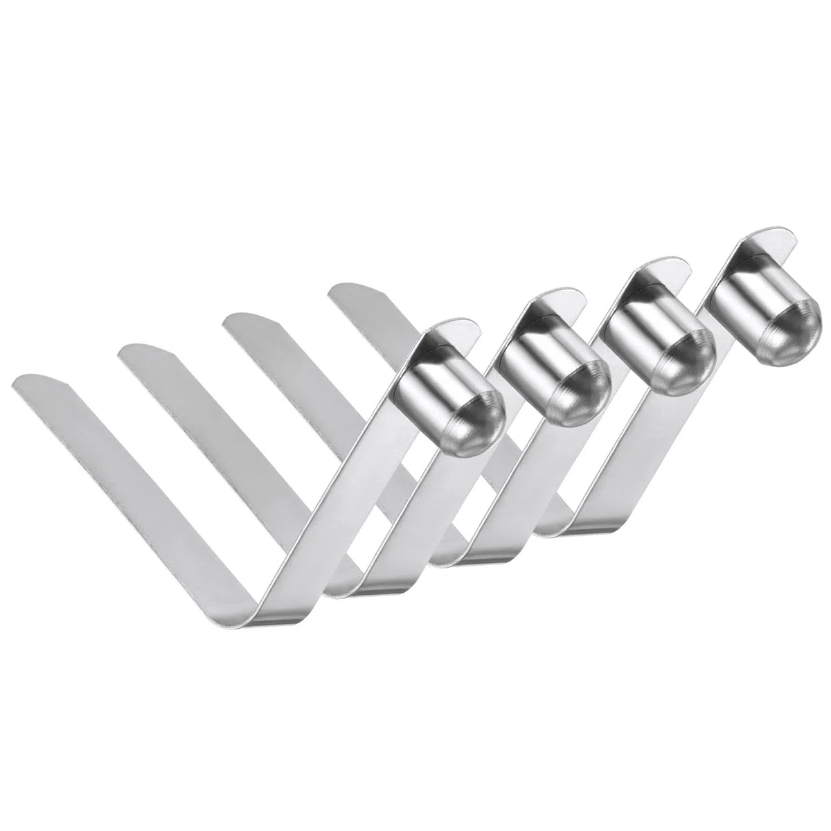 PATIKIL 12 X 9 mm Grapas para Remo Kayak, Paquete 4 Grapas para Postes Tienda Campaña Acero En Forma V con Botón Un Solo Pasador Grapas Resorte para Bloquear Postes, Plata, 45 mm Largo