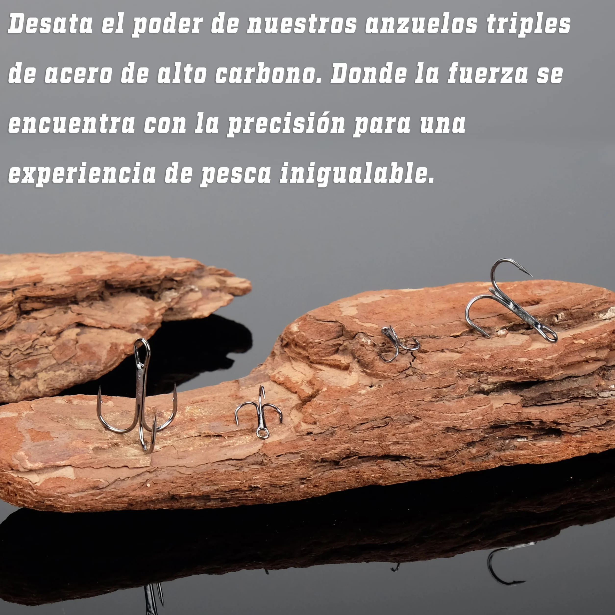 Anzuelos de Pesca Triples de Acero de Alto Carbono, Curvado Redondo, Afilados y Resistentes