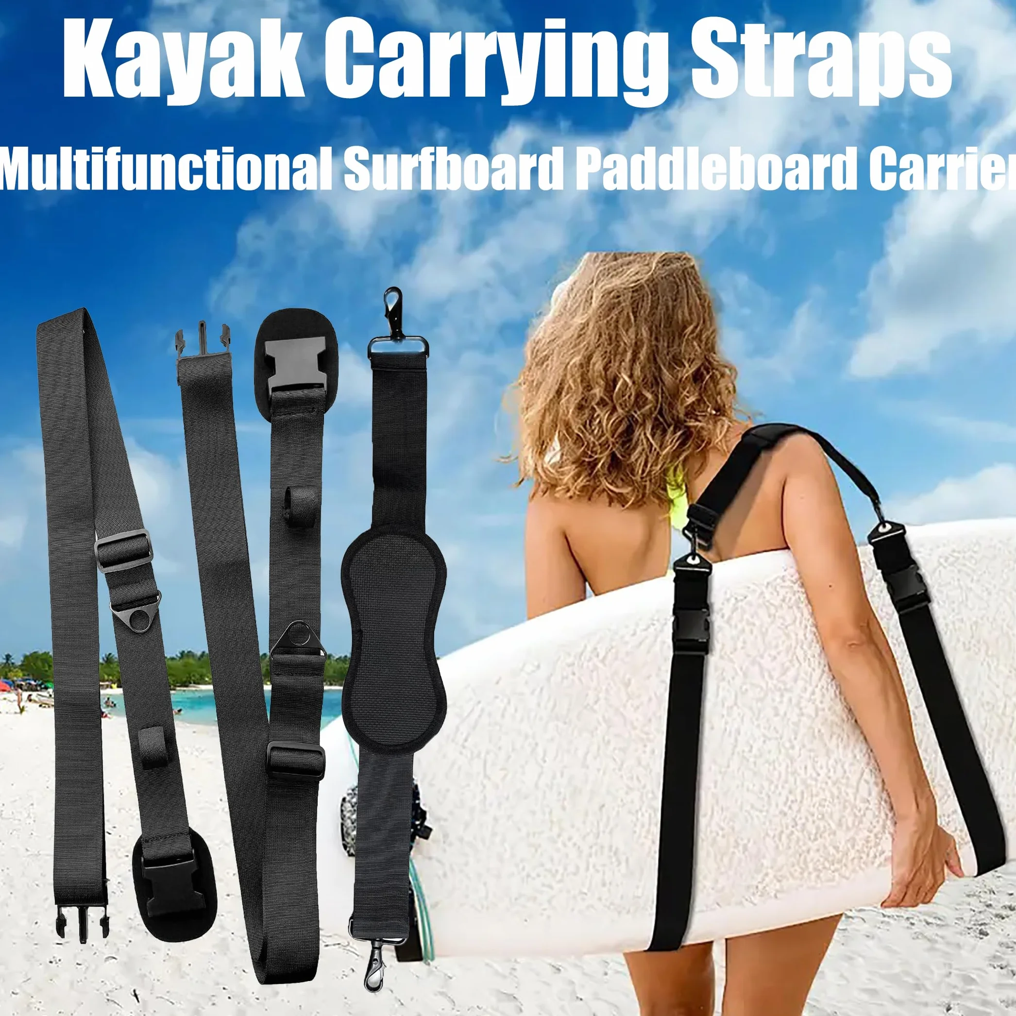 Correa Transporte Tabla Surf Ajustable para Surf, SUP, Kayak, Canoa, Longboard