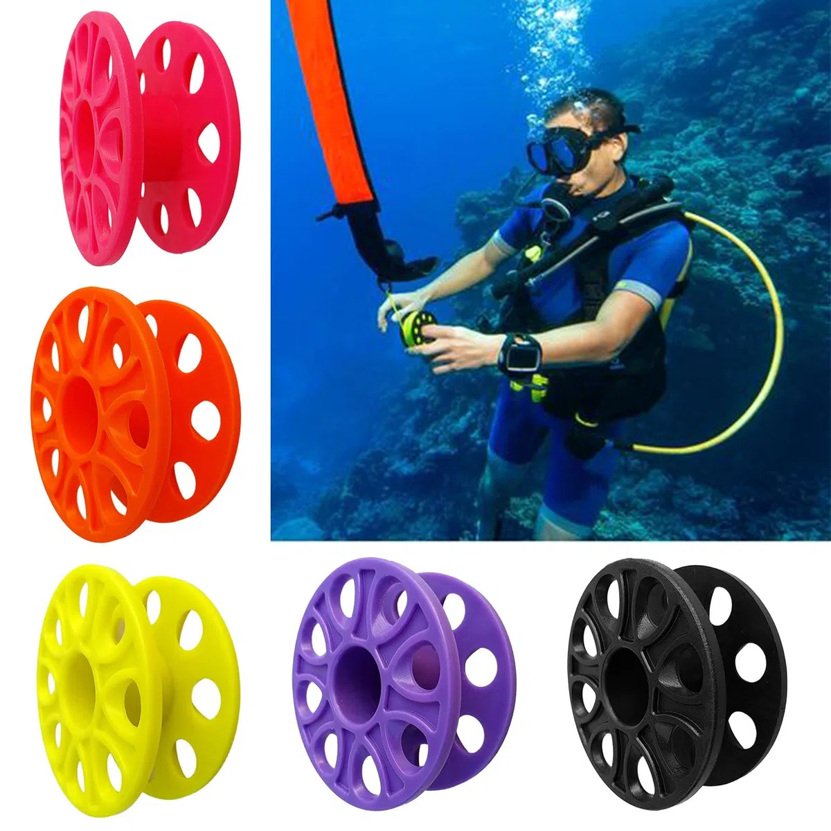 Práctico carrete de bobina de dedo sumergible Wreck Scubas Techs Scubas Reel Enduring Diving Spool