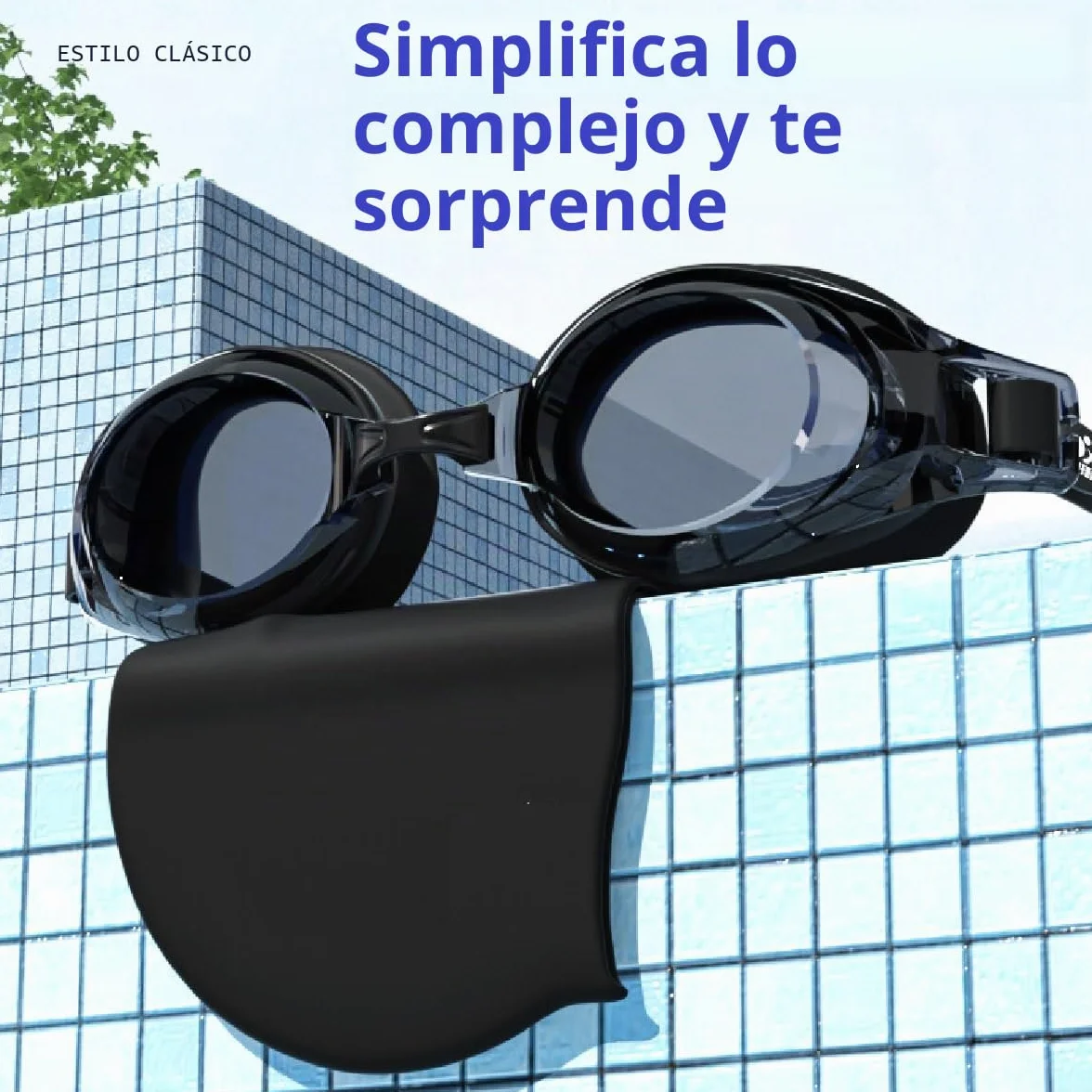 Kiuiom Gafas de Natación Unisex Adulto,Gafas de Natación Anti-vaho,Gafas Buceo 100% Antifugas,Gafas Piscina con Tapones Oidos Natación Y Clip Nariz Impermeable para Entrenamiento Nadar