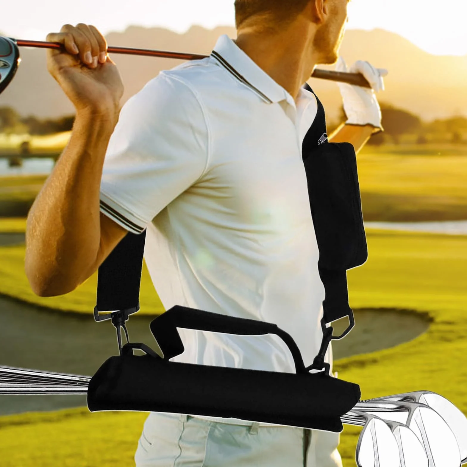 Bolsas De Palos De Golf para Hombres | Bolsas De Golf Portátiles - Impermeable Y Plegable con Capacidad para 8-10 Palos Destinada A Entrenamiento En Interiores Deportes De Campo Y Estudiantes