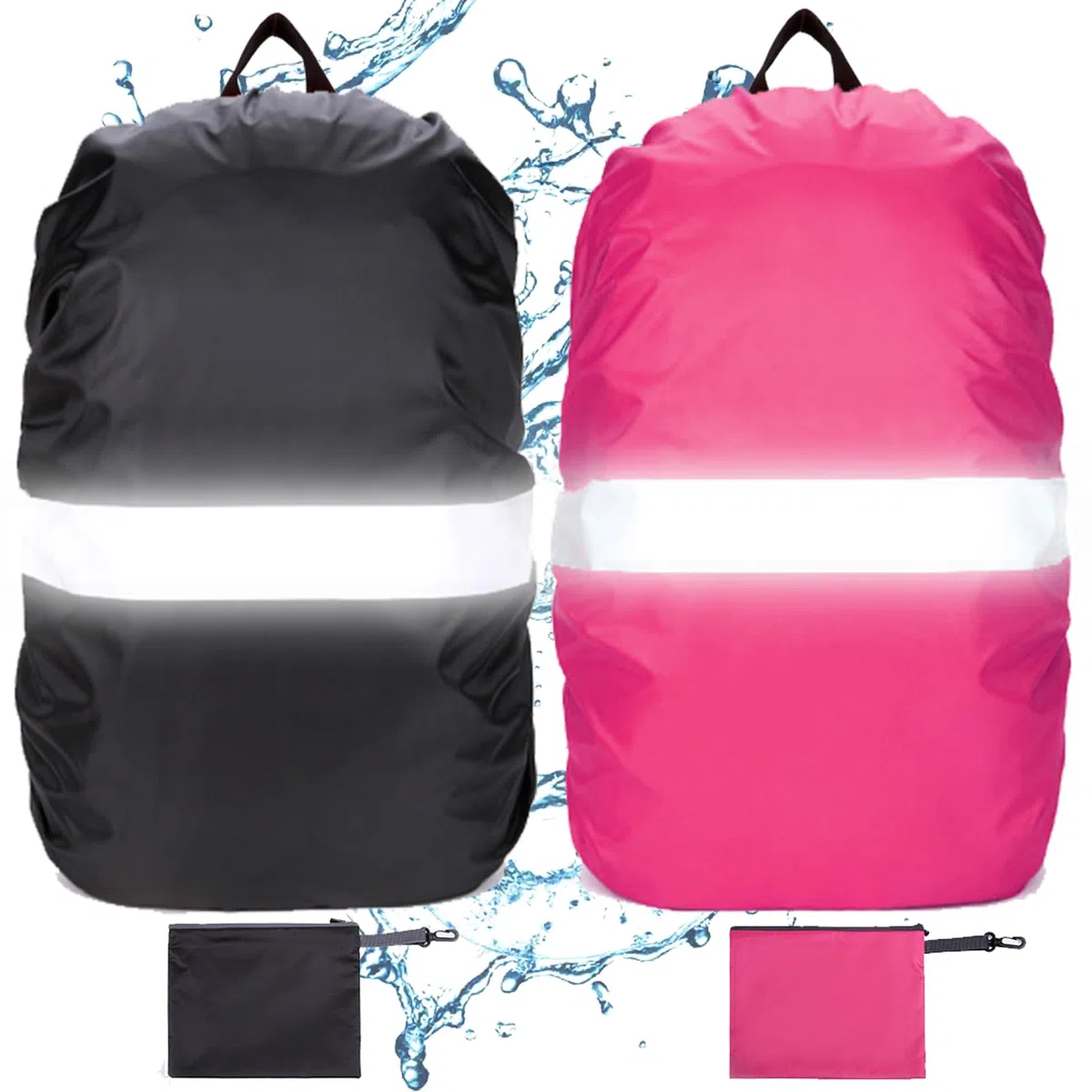 DKDDSSS 2 Pcs Funda Impermeable para Mochila, Reflectante Funda Mochila Impermeable, Cubierta de Bolsa Protector de Lluvia con Banda Reflectante para Camping Senderismo Excursionismo, 40-50L